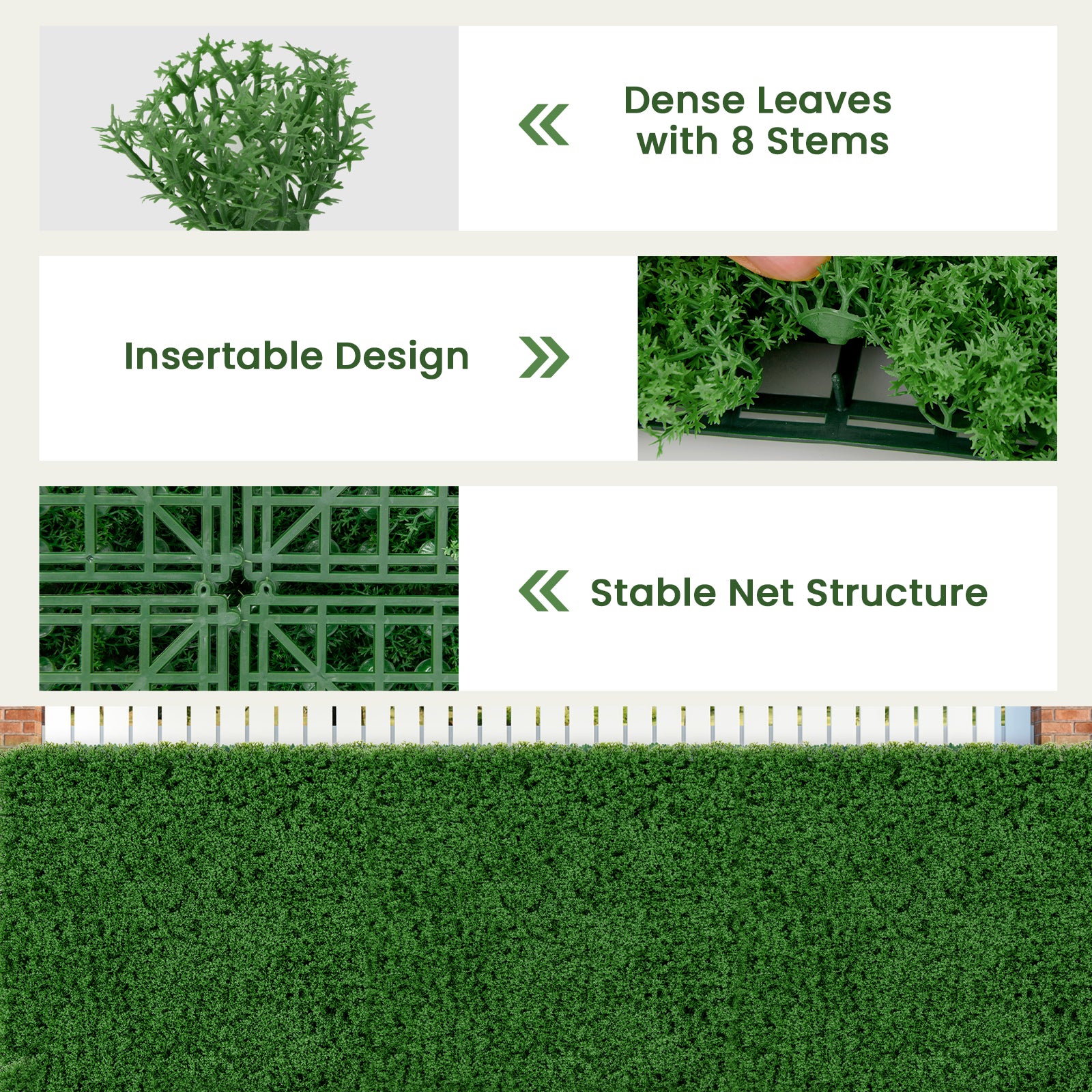 12 Pieces 20 x 20 inches Artificial Grass Wall Panels for Garden Yard Balcony, Green Faux Plants at Gallery Canada
