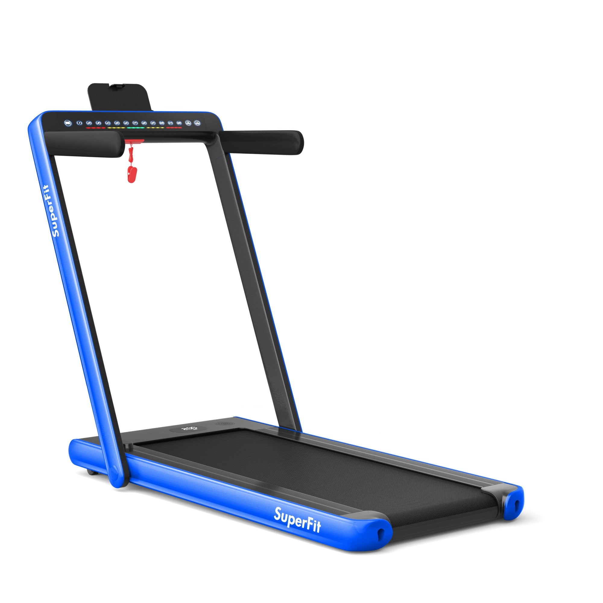 2-in-1 Electric Motorized Health and Fitness Folding Treadmill with Dual Display, Blue Treadmills Blue at Gallery Canada