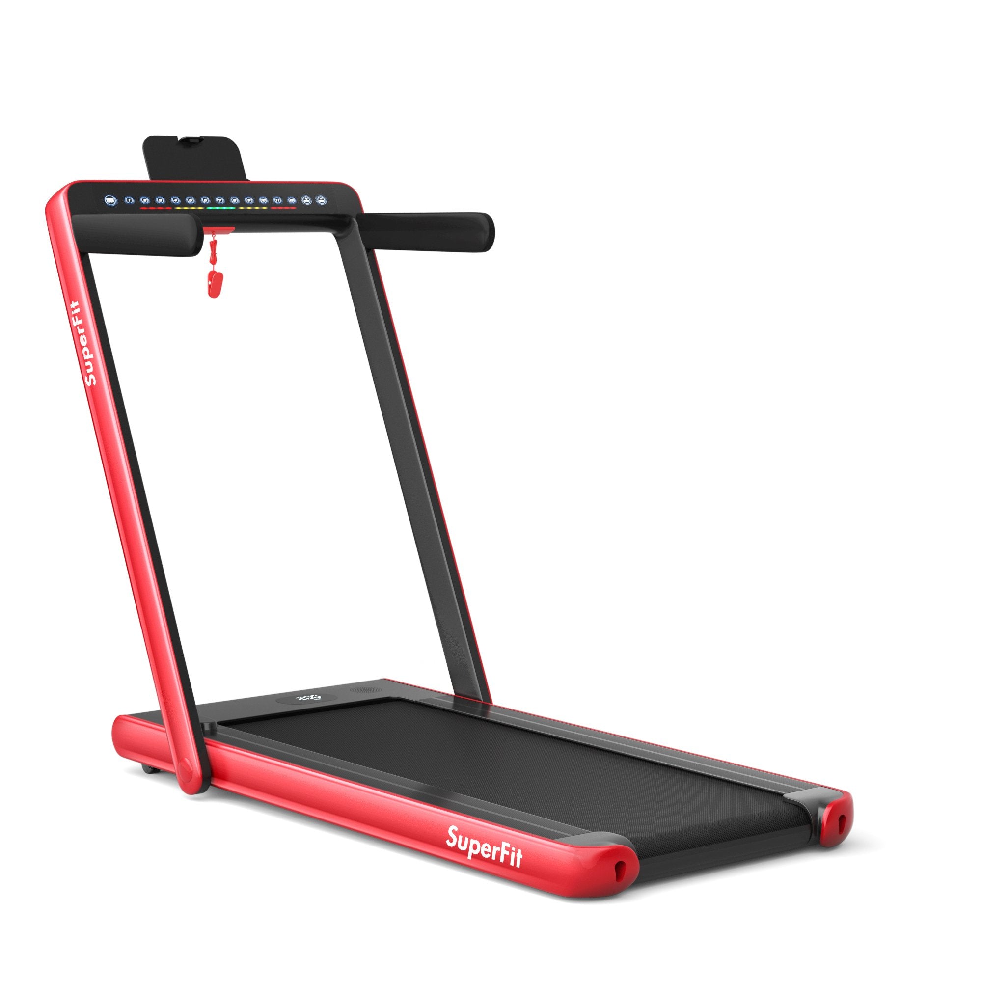 2-in-1 Electric Motorized Health and Fitness Folding Treadmill with Dual Display and Speaker, Red Treadmills Red at Gallery Canada