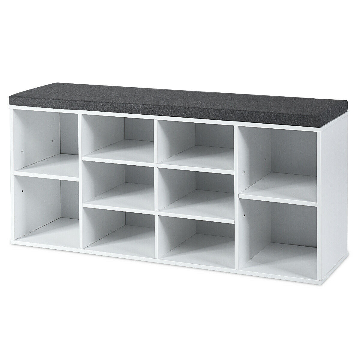 10-Cube Organizer Entryway Padded Shoe Storage Bench, White Shoe Racks & Storage Benches at Gallery Canada