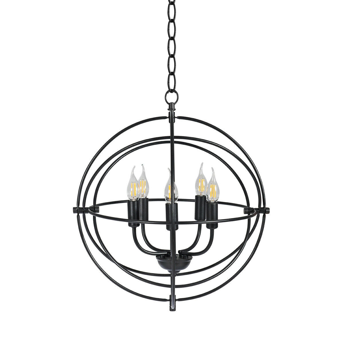 20 Inch 5 Lights Metal Chandelier with Pivoting Interlocking Rings, Black Ceiling Lights at Gallery Canada
