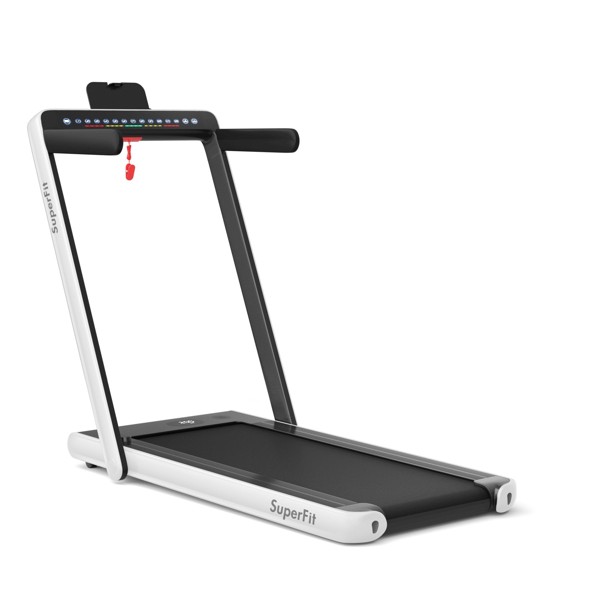 2-in-1 Electric Motorized Health and Fitness Folding Treadmill with Dual Display and Speaker, White Treadmills White at Gallery Canada