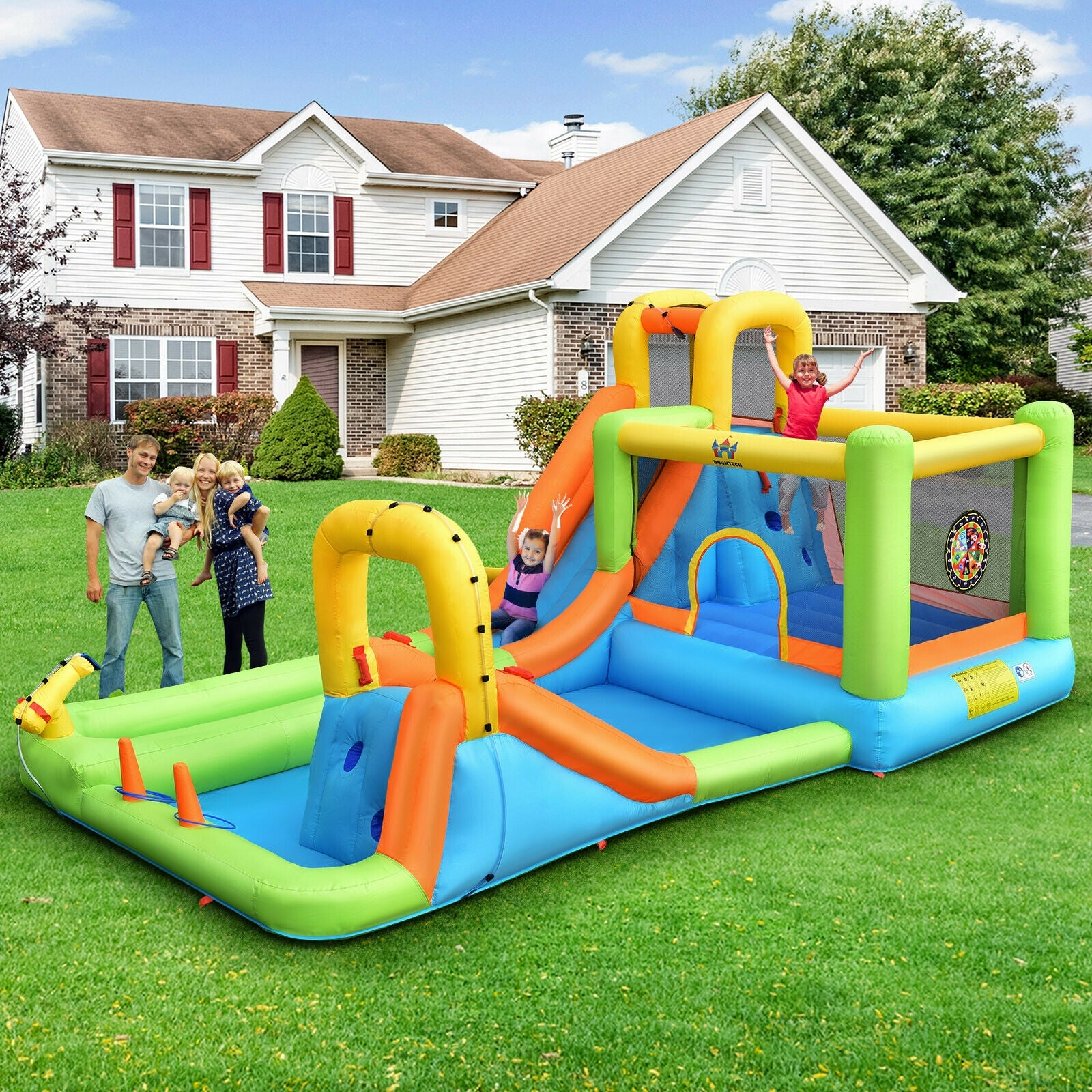8-in-1 Inflatable Water Slide Bounce House with Splash Pool and 735W Blower Bounce House at Gallery Canada