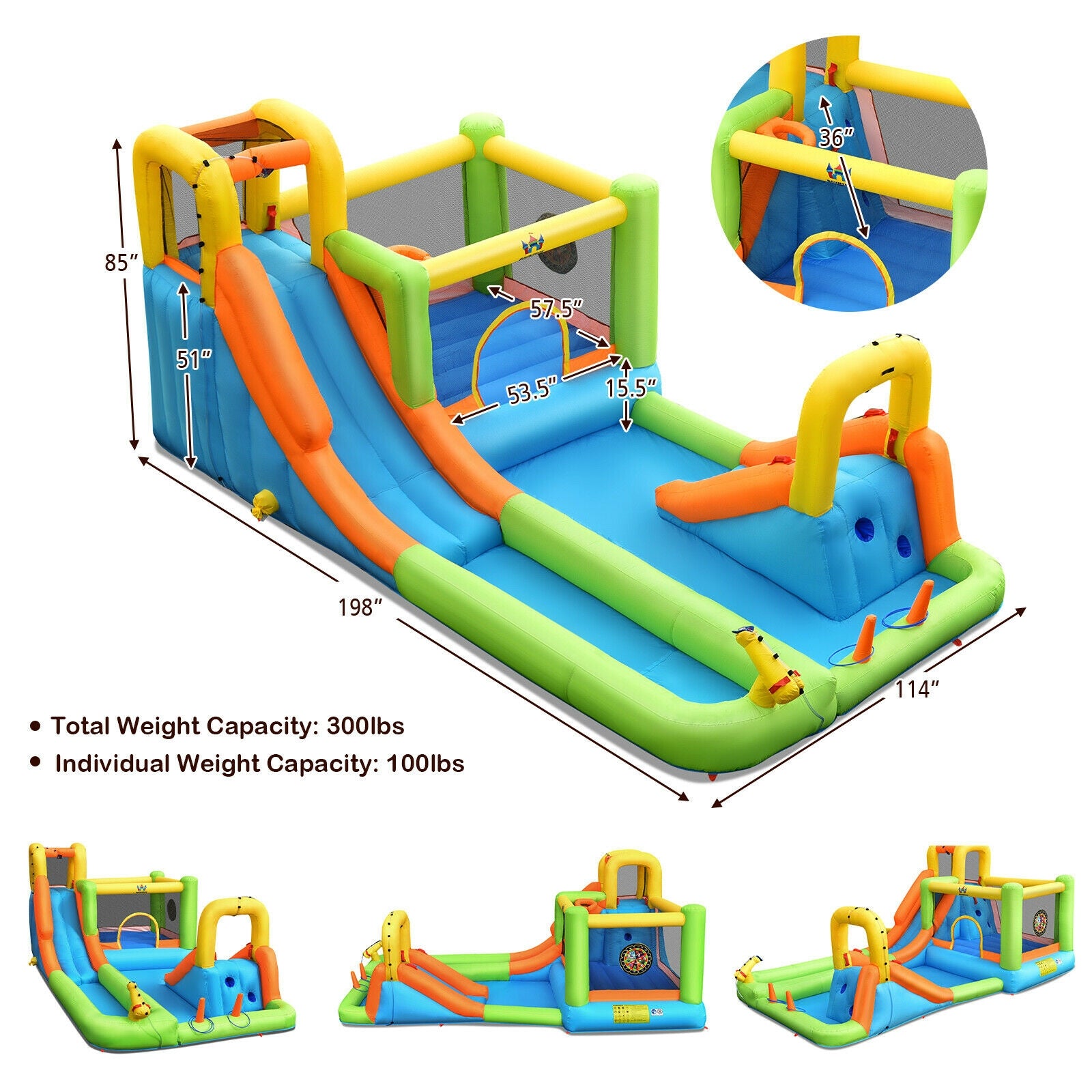 8-in-1 Inflatable Water Slide Bounce House with Splash Pool and 735W Blower Bounce House at Gallery Canada