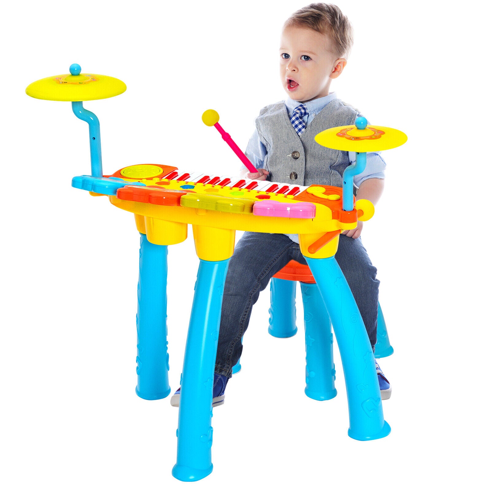 24-Key Piano Keyboard DJ Drum Combination with Microphone and MP3, Blue Musical Toys at Gallery Canada