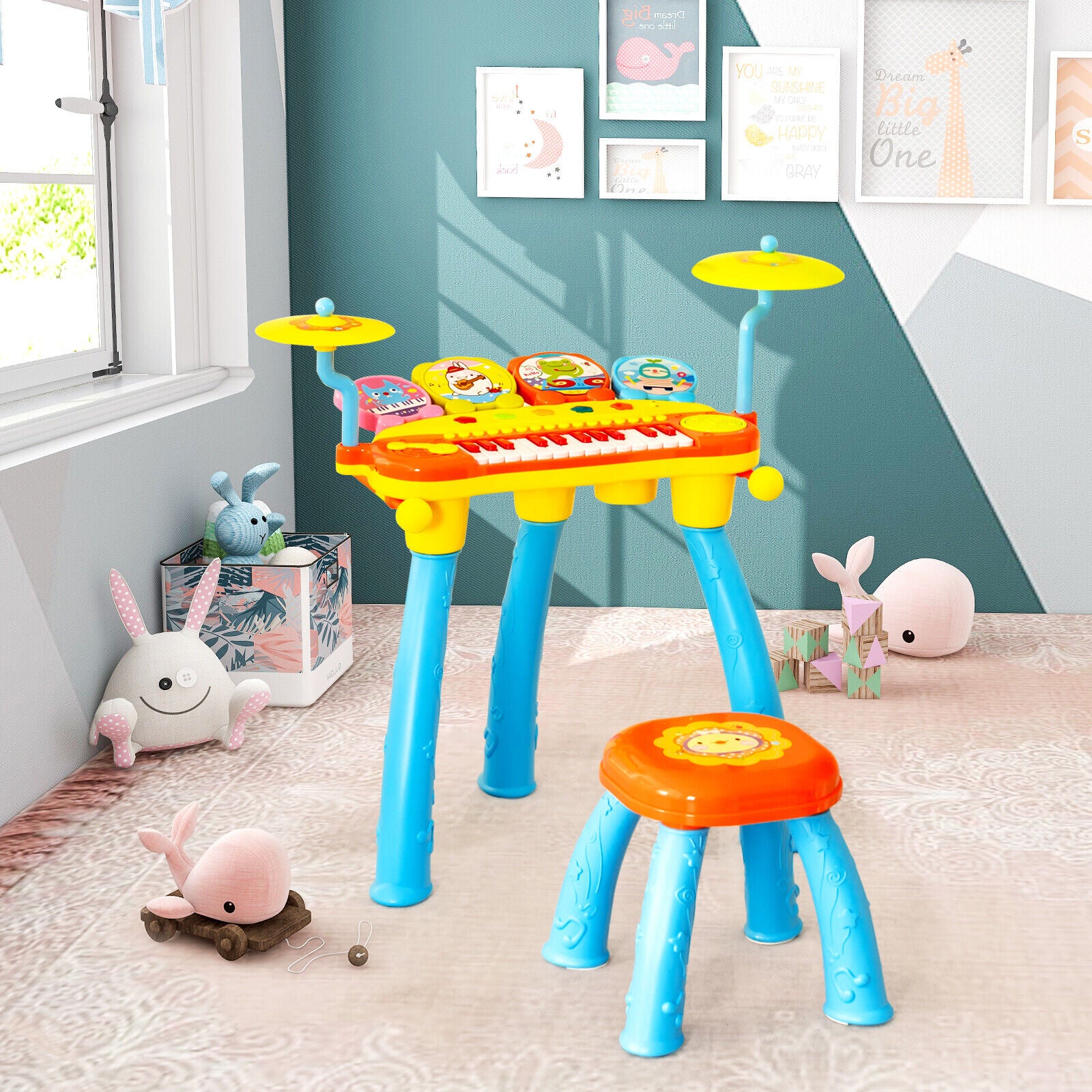 24-Key Piano Keyboard DJ Drum Combination with Microphone and MP3, Blue Musical Toys at Gallery Canada