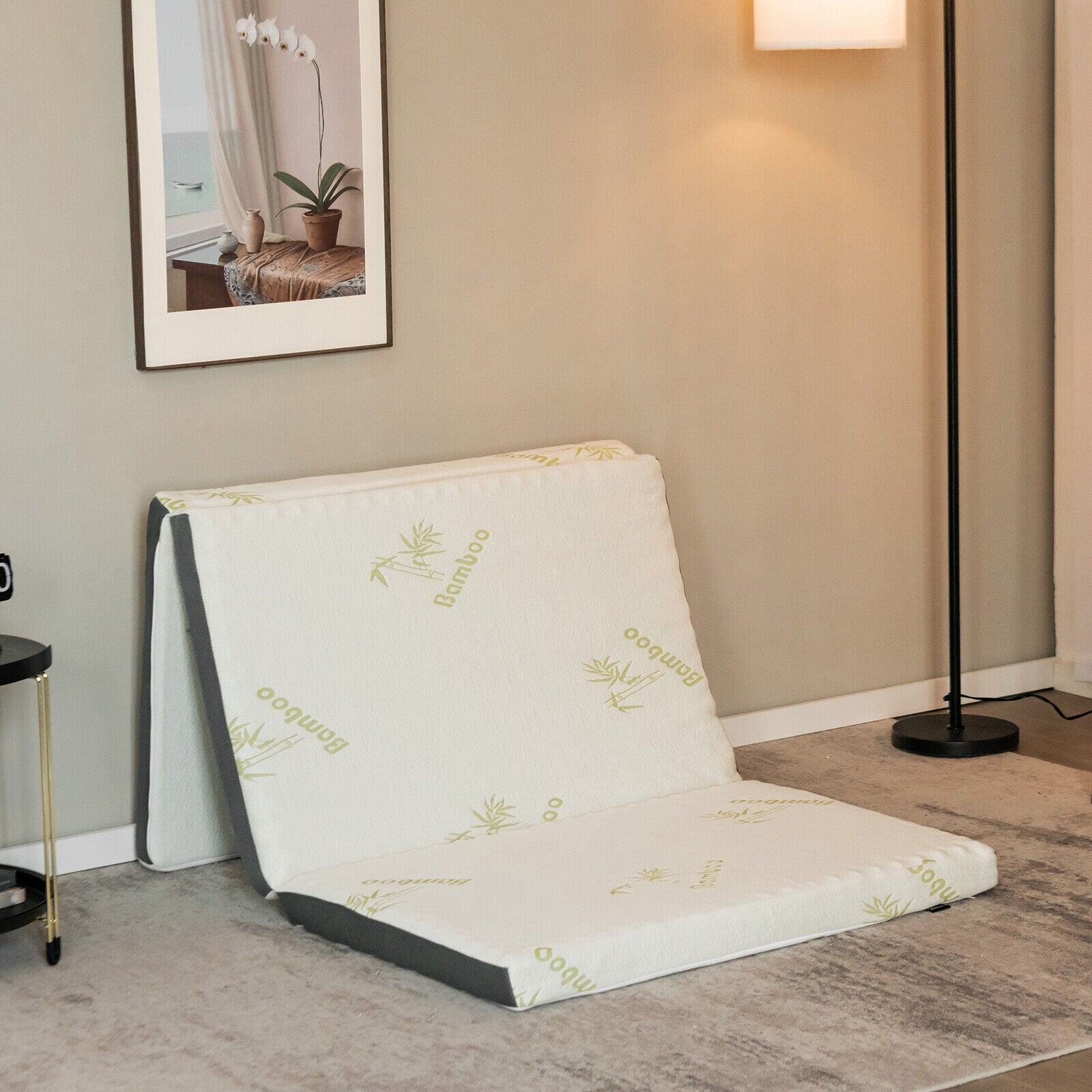 Queen 3 Inch Tri-fold Memory Foam Floor Mattress Topper Portable with Carrying Bag-S, White Mattresses at Gallery Canada