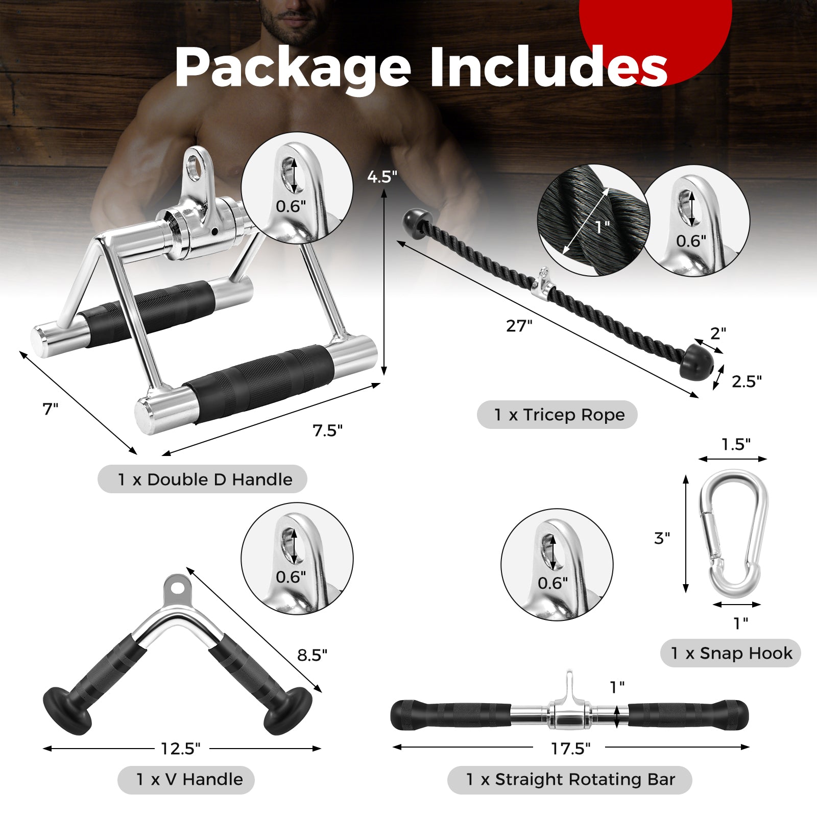 4-Piece Cable Machine Attachment Set for Home Gym Weights Accessories at Gallery Canada