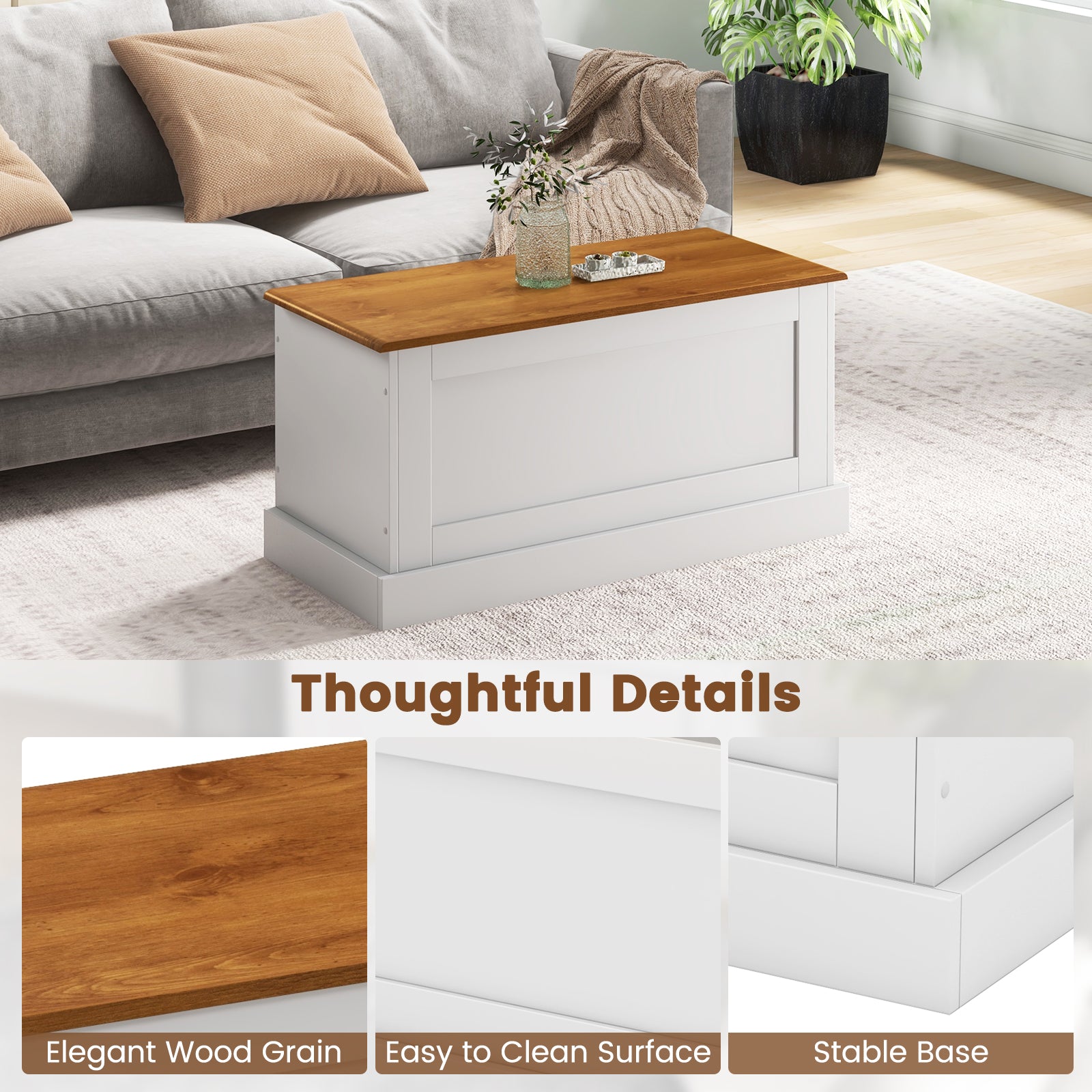 Large Storage Chest with Safety Metal Hinge, White Shoe Racks & Storage Benches at Gallery Canada