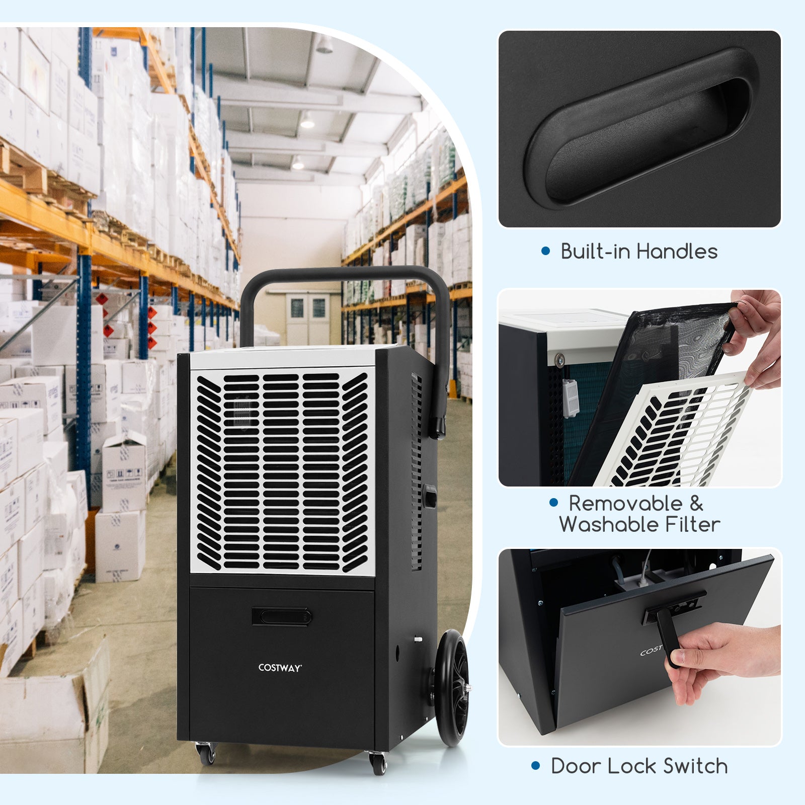 140 Pints Commercial Dehumidifier Crawl Space Dehumidifier with Pump and Drain Hose, White Dehumidifiers at Gallery Canada