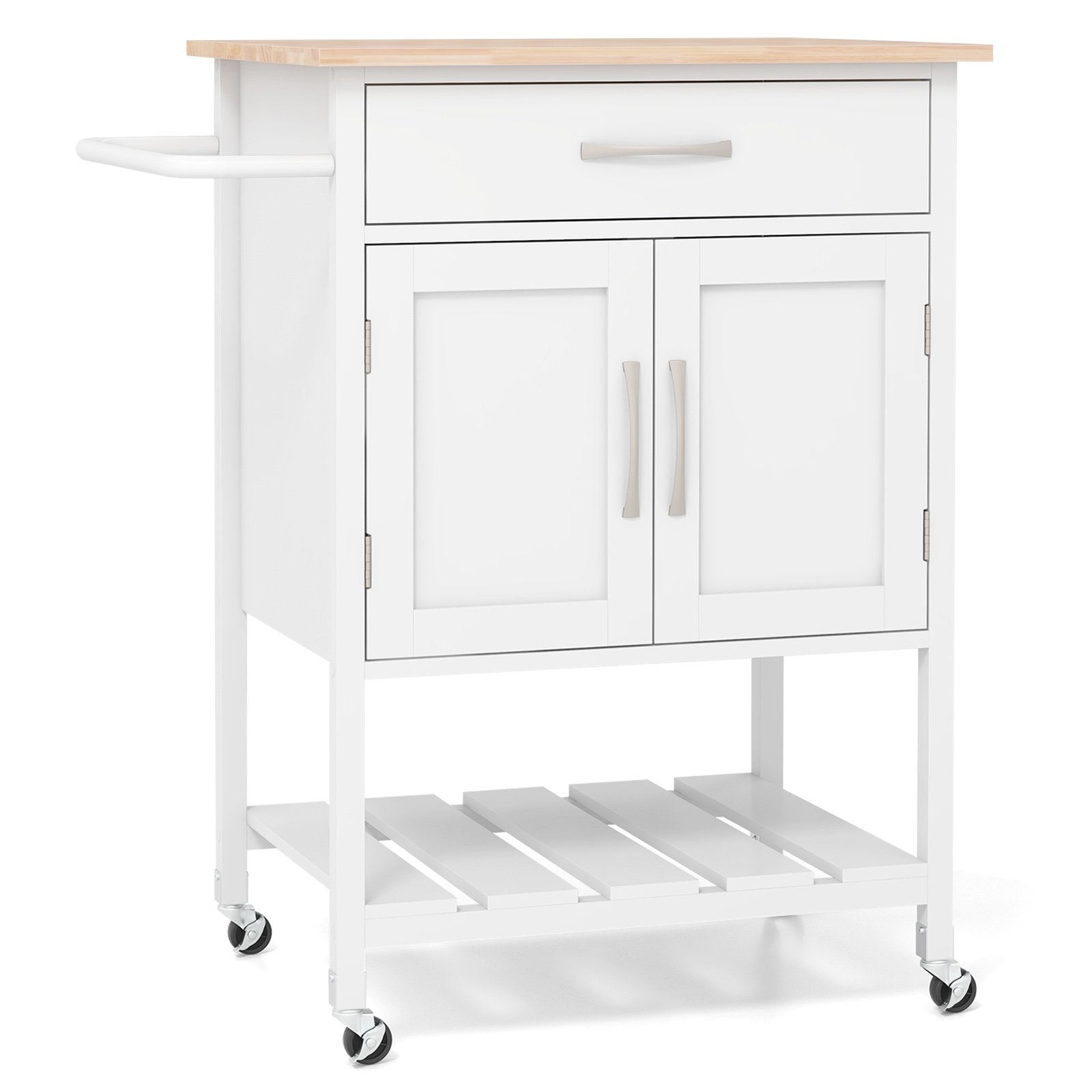 Rolling Kitchen Island Cart with Drawer and Towel Rack, White Kitchen Islands & Carts   at Gallery Canada