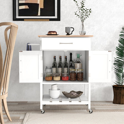 Rolling Kitchen Island Cart with Drawer and Towel Rack, White Kitchen Islands & Carts   at Gallery Canada