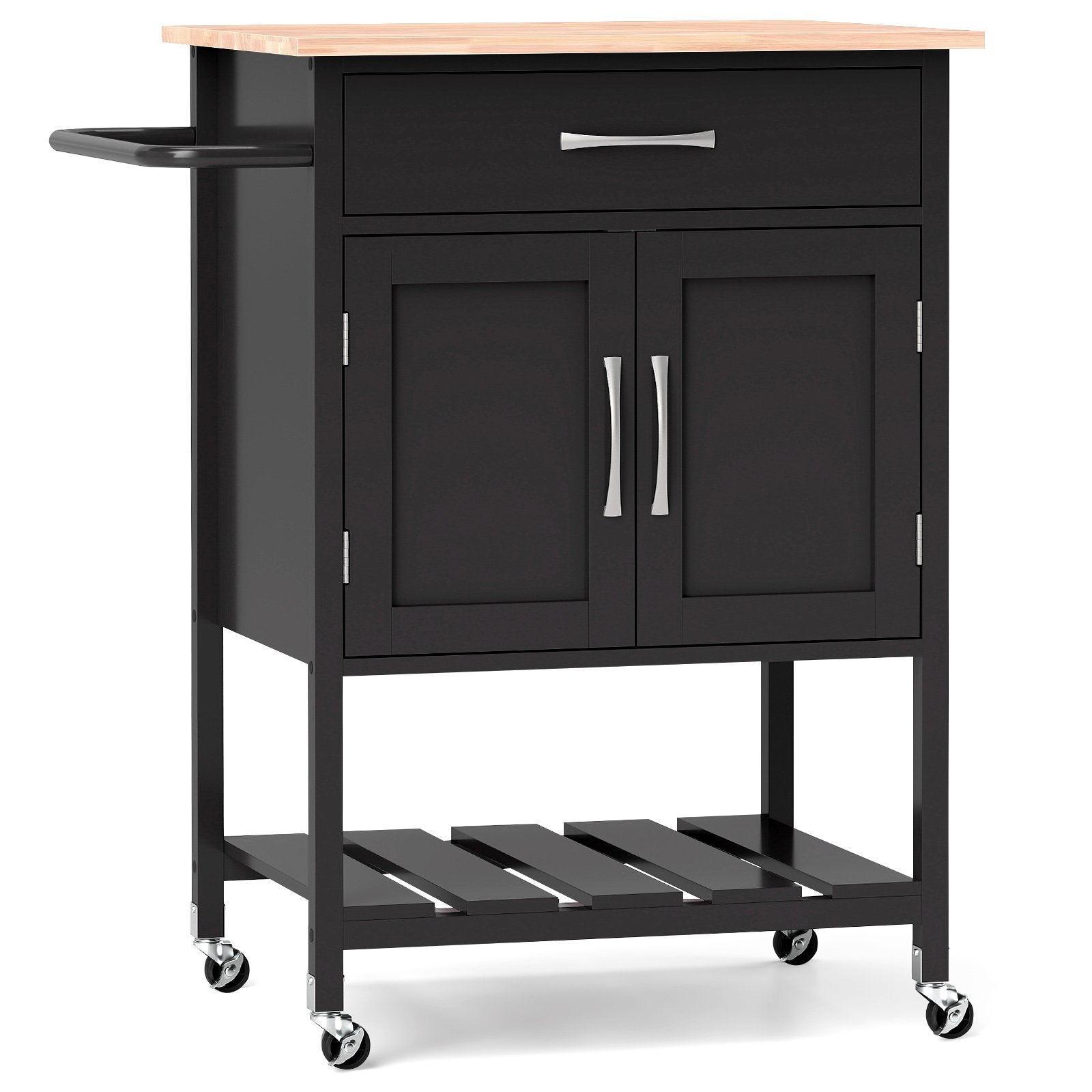 Rolling Kitchen Island Cart with Drawer and Towel Rack, Black Kitchen Islands & Carts   at Gallery Canada