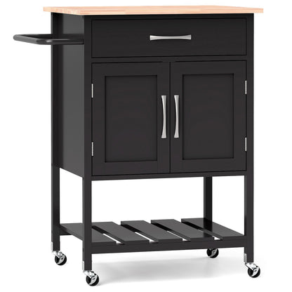 Rolling Kitchen Island Cart with Drawer and Towel Rack, Black Kitchen Islands & Carts   at Gallery Canada