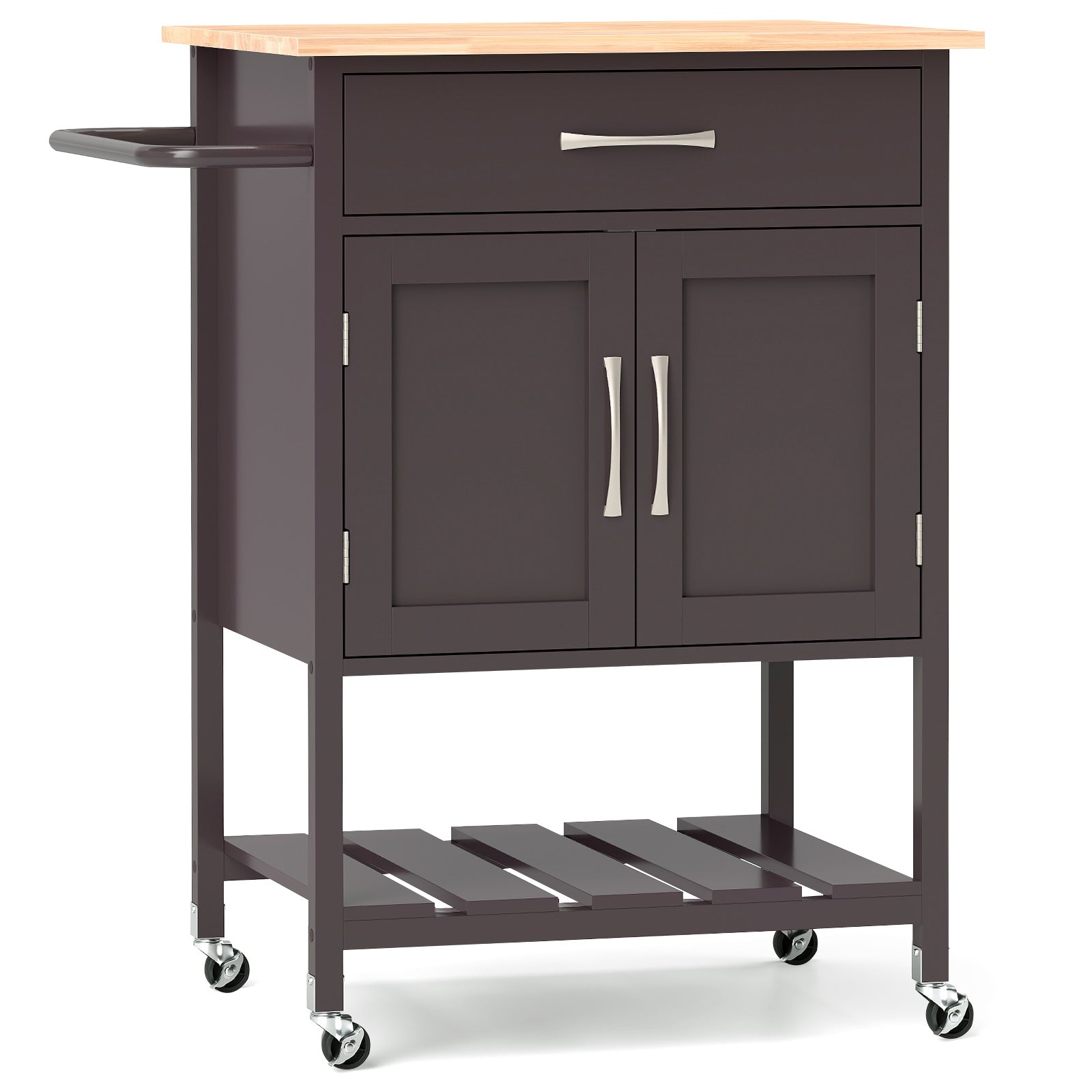 Rolling Kitchen Island Cart with Drawer and Towel Rack, Brown Kitchen Islands & Carts   at Gallery Canada