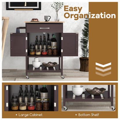 Rolling Kitchen Island Cart with Drawer and Towel Rack, Brown Kitchen Islands & Carts   at Gallery Canada