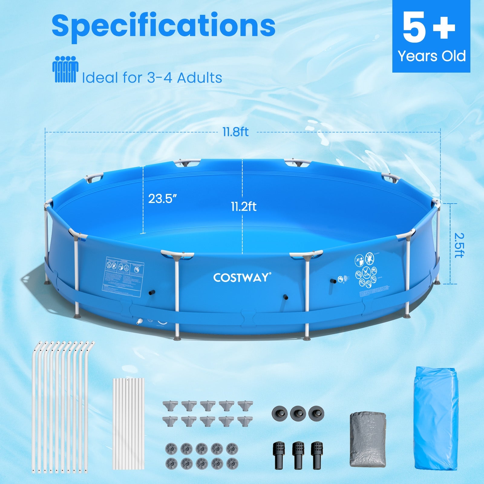 Round Above Ground Swimming Pool With Pool Cover, Blue Swimming Pools at Gallery Canada