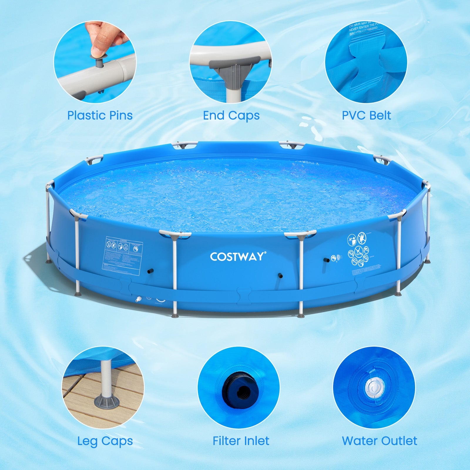Round Above Ground Swimming Pool With Pool Cover, Blue Swimming Pools at Gallery Canada