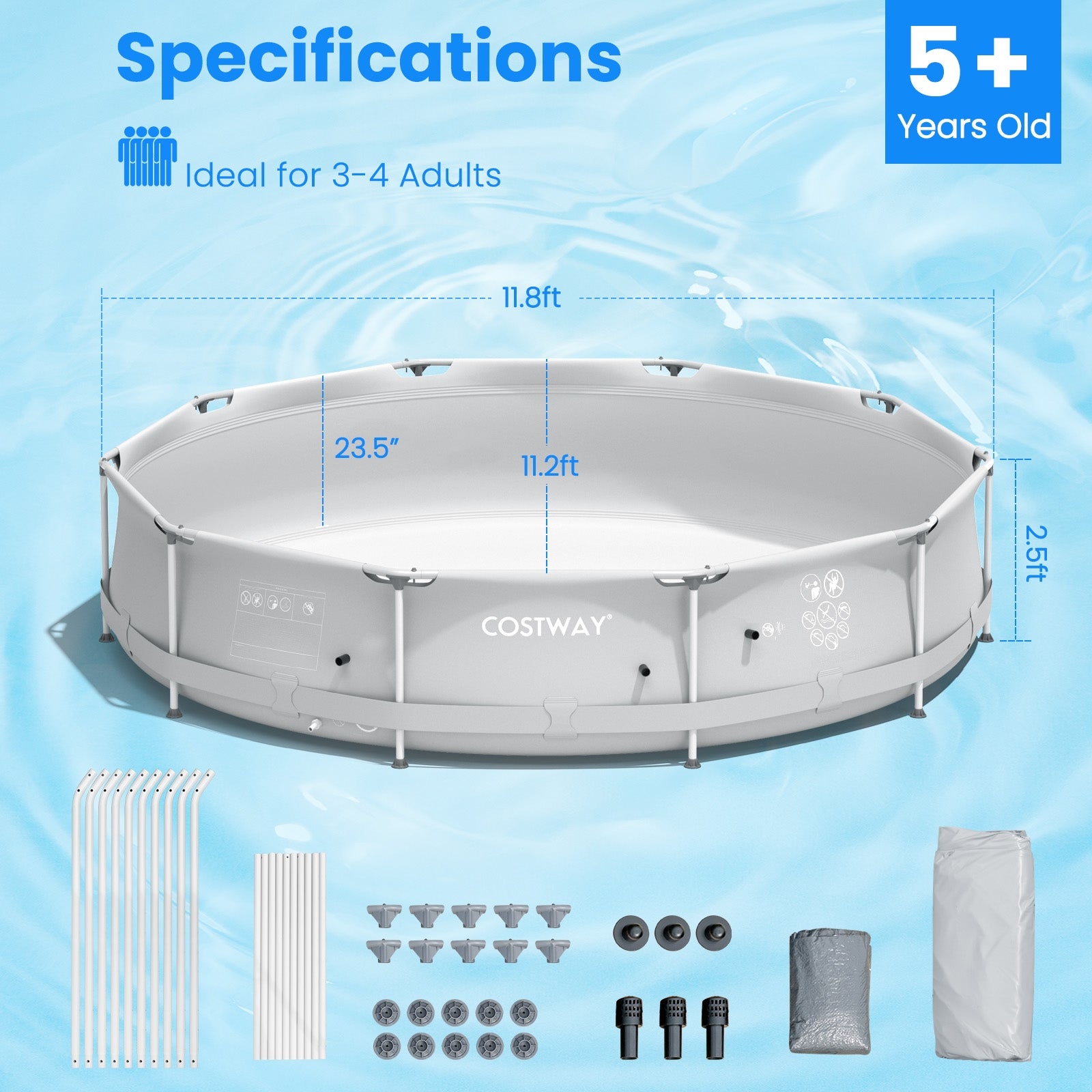 Round Above Ground Swimming Pool With Pool Cover, Gray Swimming Pools at Gallery Canada