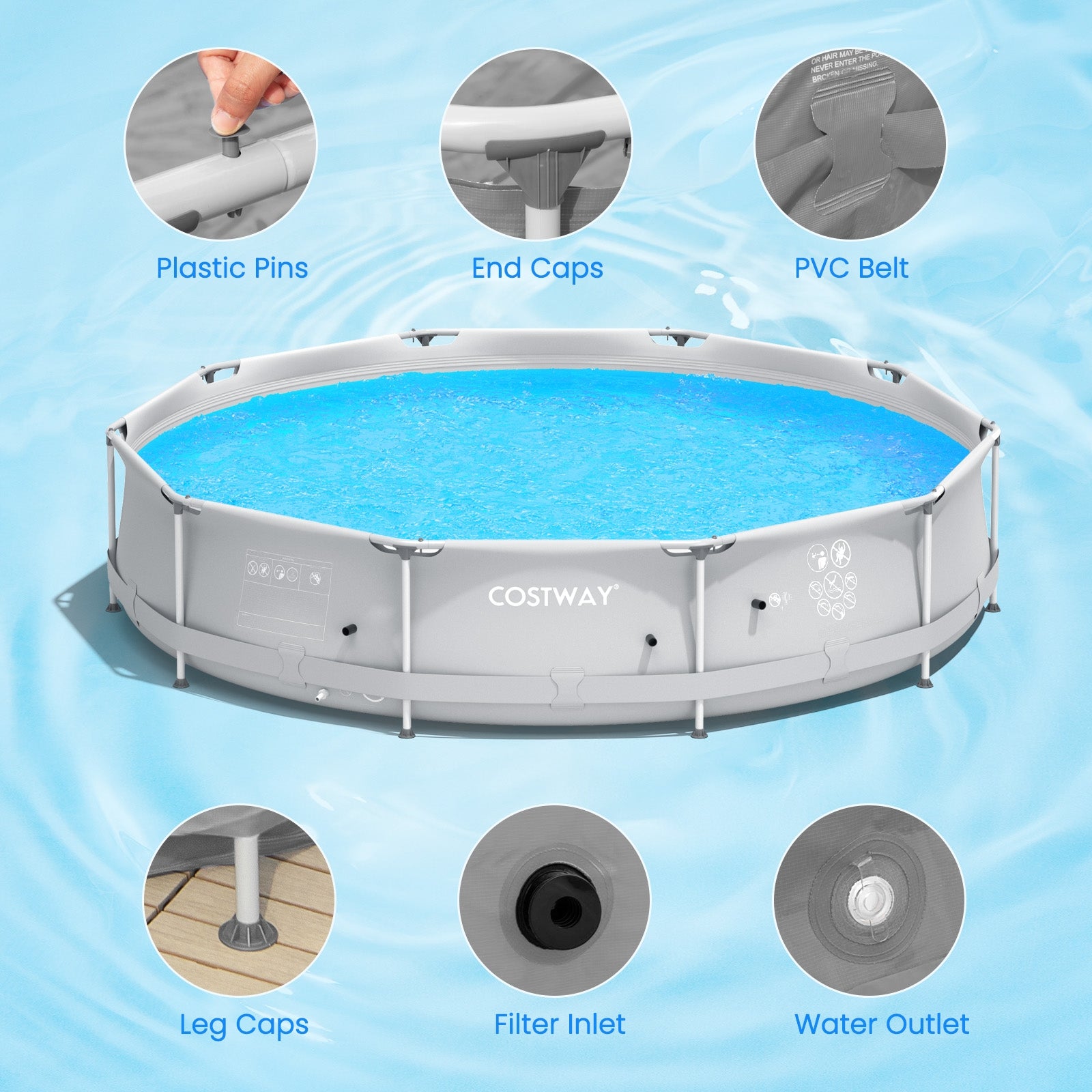 Round Above Ground Swimming Pool With Pool Cover, Gray Swimming Pools at Gallery Canada