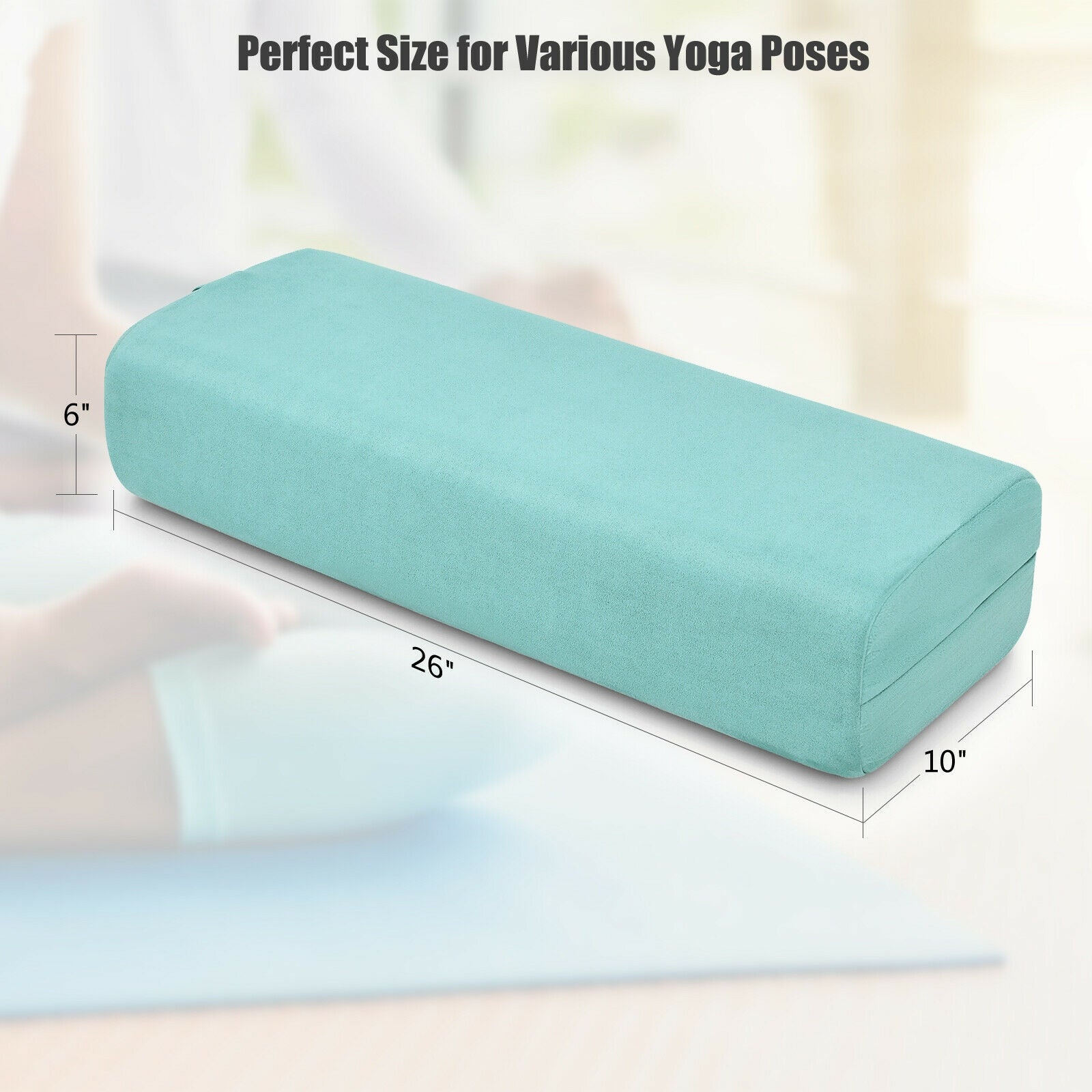 Yoga Bolster Pillow with Washable Cover and Carry Handle, Green Yoga Accessories at Gallery Canada