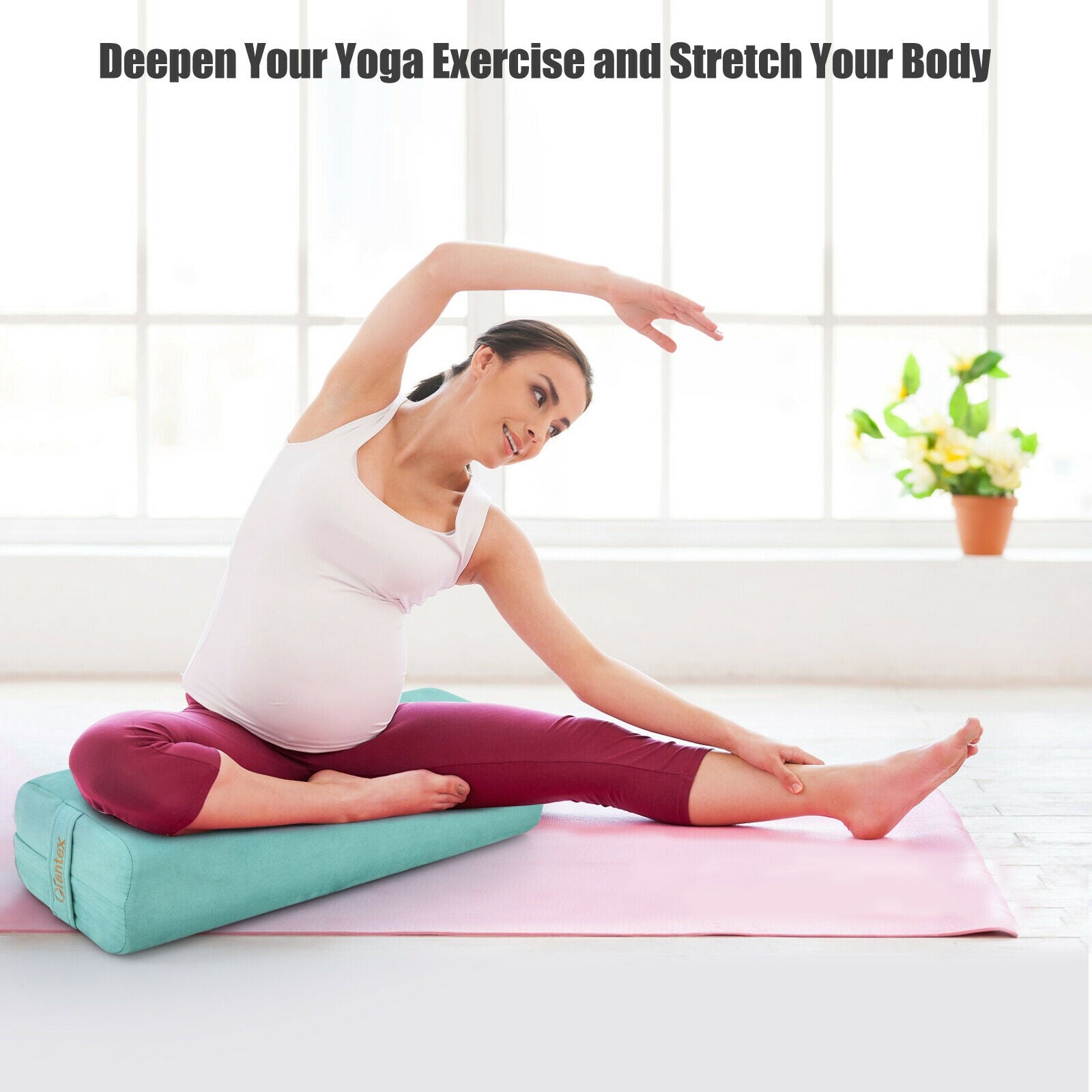 Yoga Bolster Pillow with Washable Cover and Carry Handle, Green Yoga Accessories at Gallery Canada
