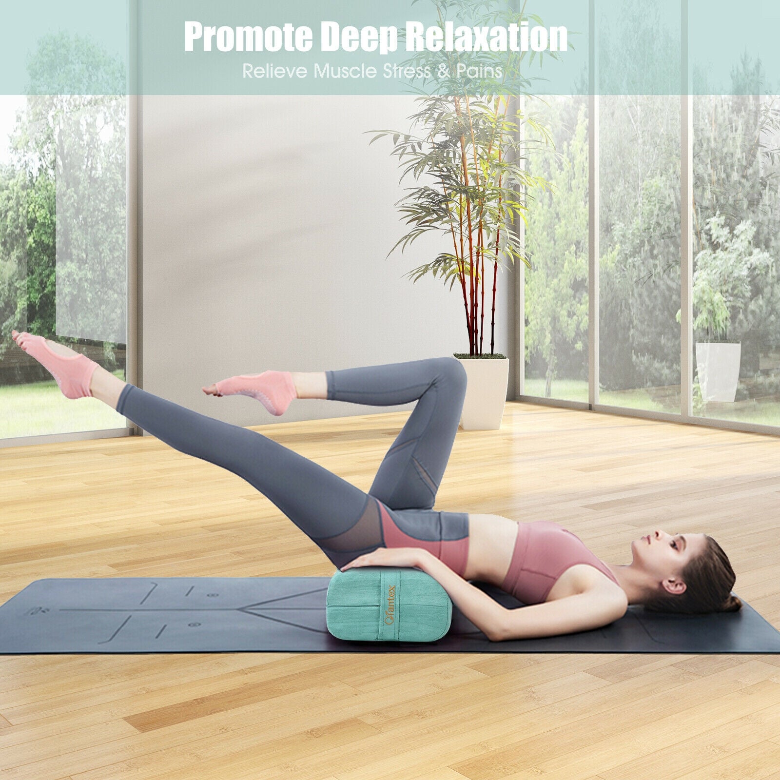 Yoga Bolster Pillow with Washable Cover and Carry Handle, Green Yoga Accessories at Gallery Canada