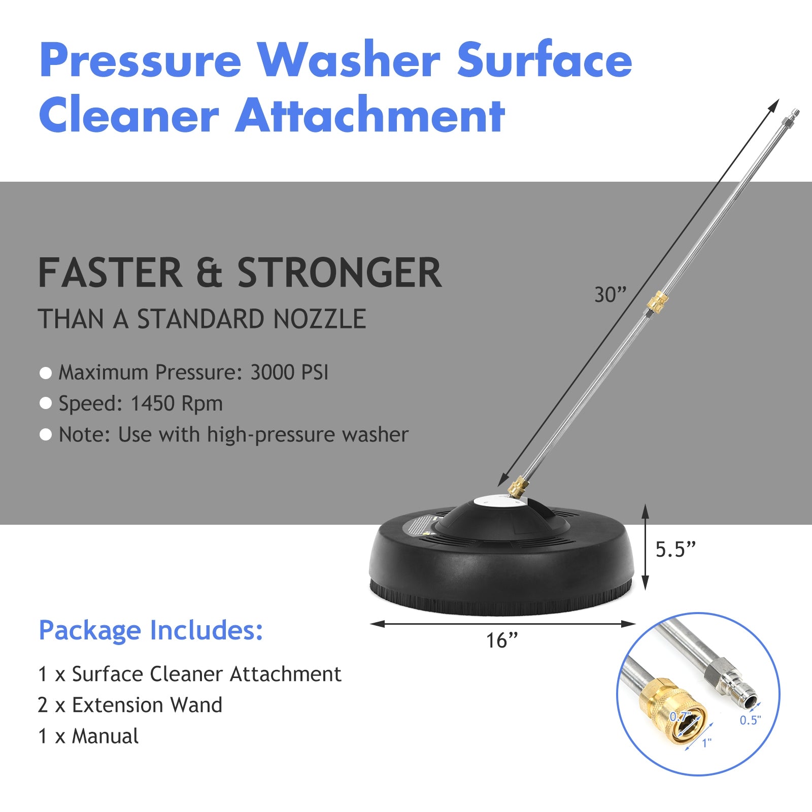 16 Inch Pressure Washer with 2 Spray Nozzles and 1/4-inch Quick-connect Extension Wands, Black Vacuums & Cleaners at Gallery Canada