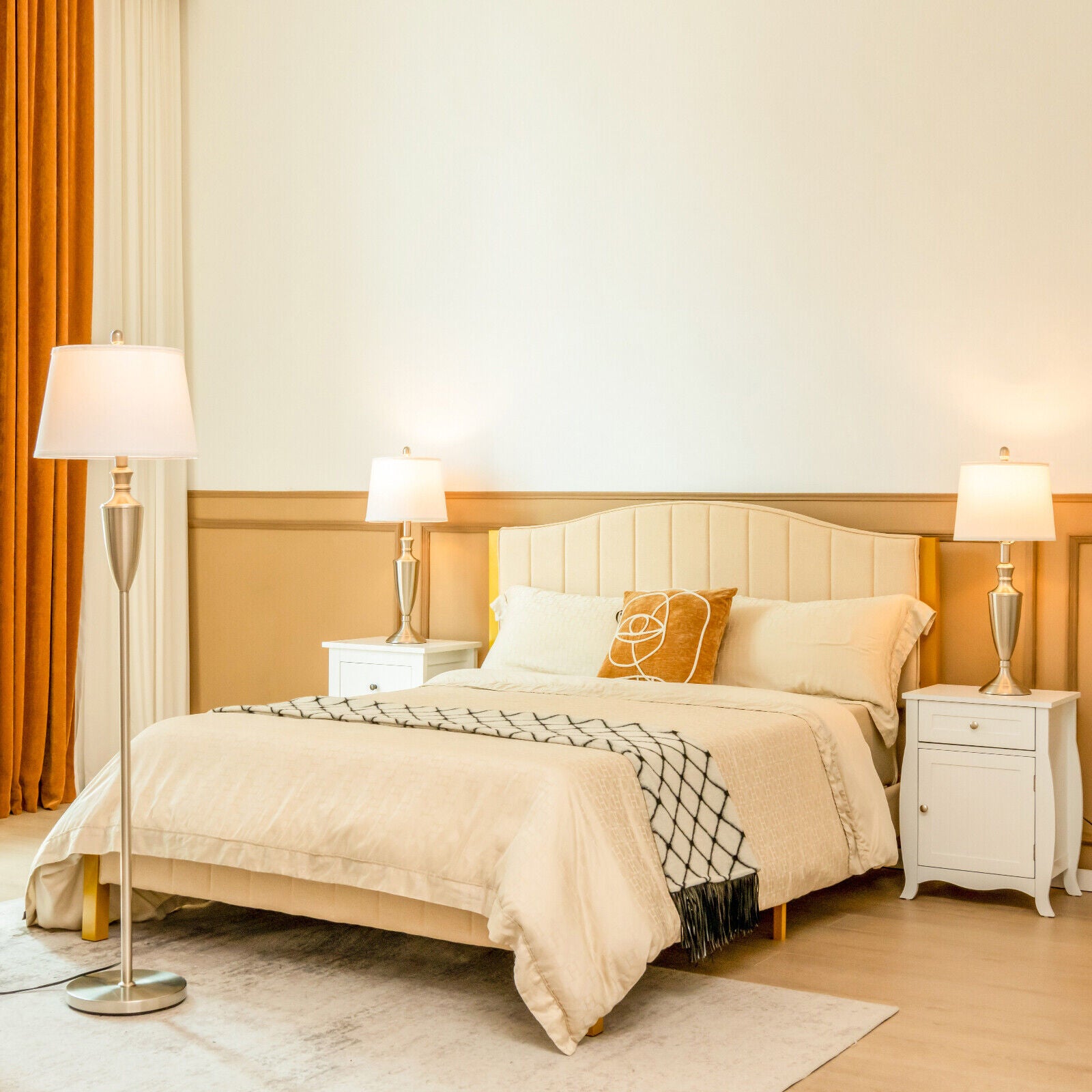 3 Piece Lamp with Set Modern Floor Lamp and 2 Table Lamps, Silver Table & Floor Lamps at Gallery Canada