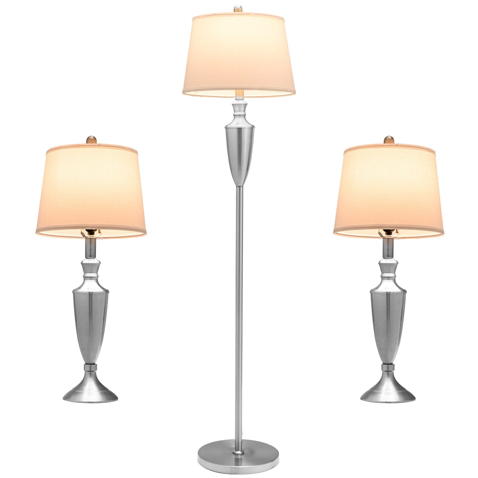 3 Piece Lamp with Set Modern Floor Lamp and 2 Table Lamps, Silver Table & Floor Lamps at Gallery Canada