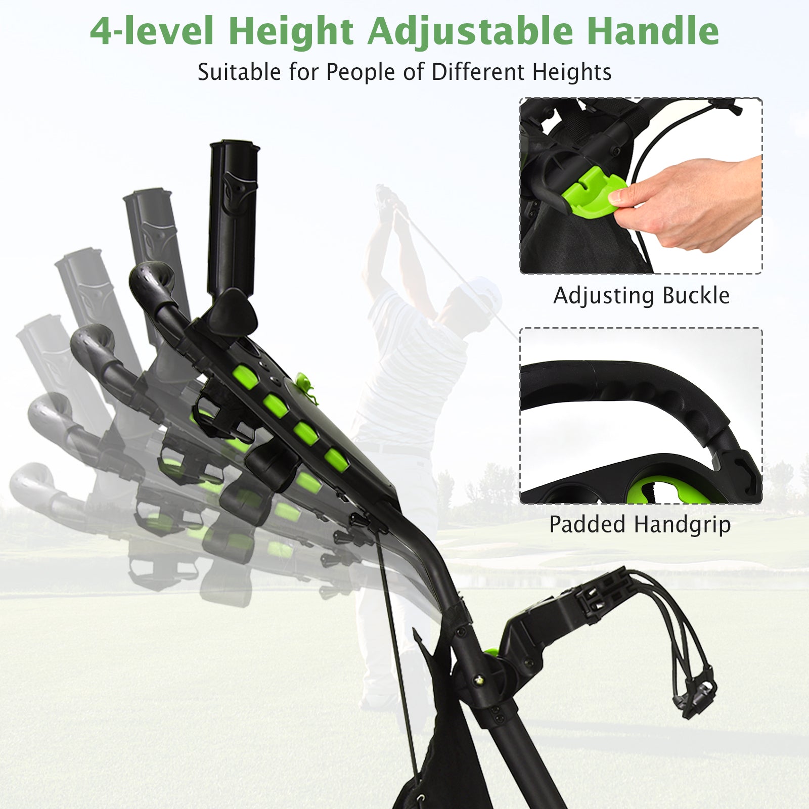 Lightweight Foldable Collapsible 4 Wheels Golf Push Cart, Green Golf at Gallery Canada