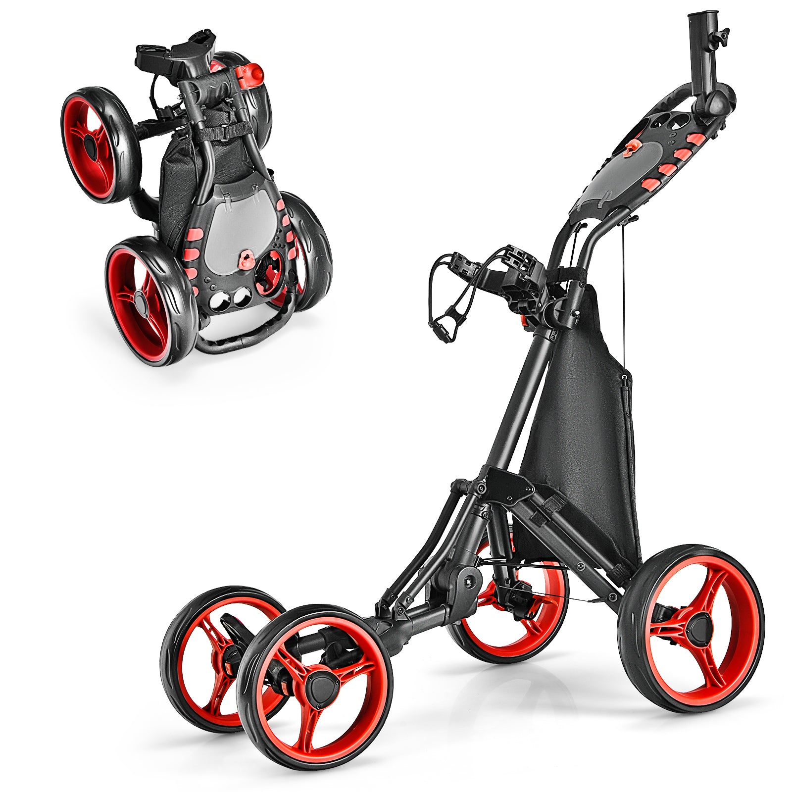 Lightweight Foldable Collapsible 4 Wheels Golf Push Cart, Red Golf at Gallery Canada