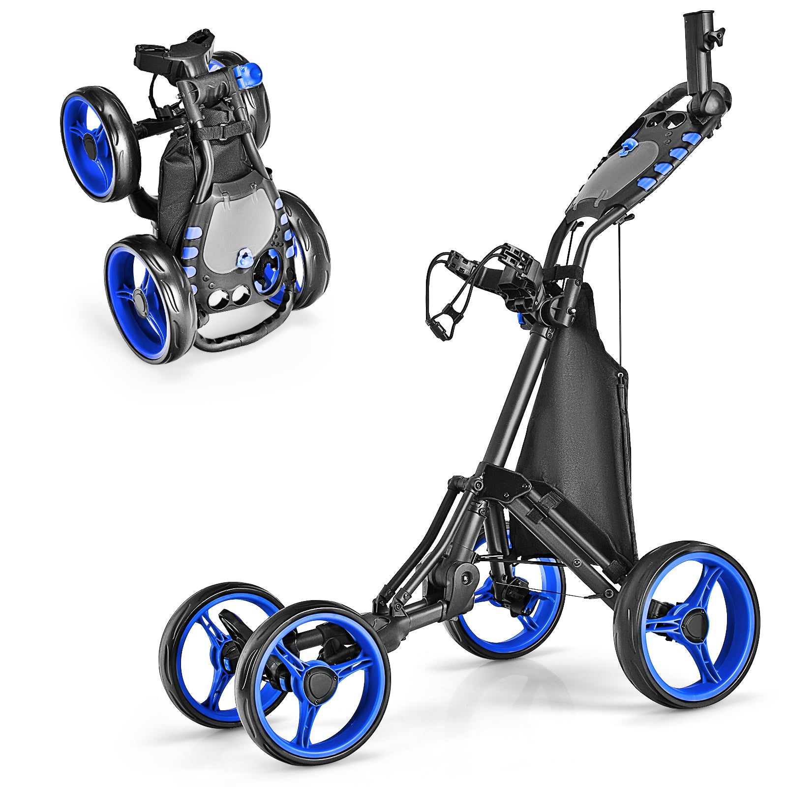 Lightweight Foldable Collapsible 4 Wheels Golf Push Cart, Blue Golf at Gallery Canada