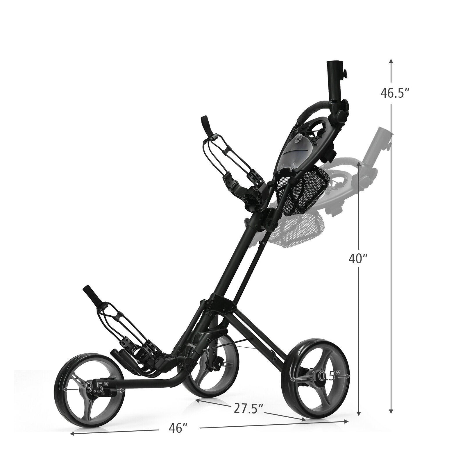 Folding 3 Wheels Golf Push Cart with Brake Scoreboard Adjustable Handle, Gray Golf at Gallery Canada