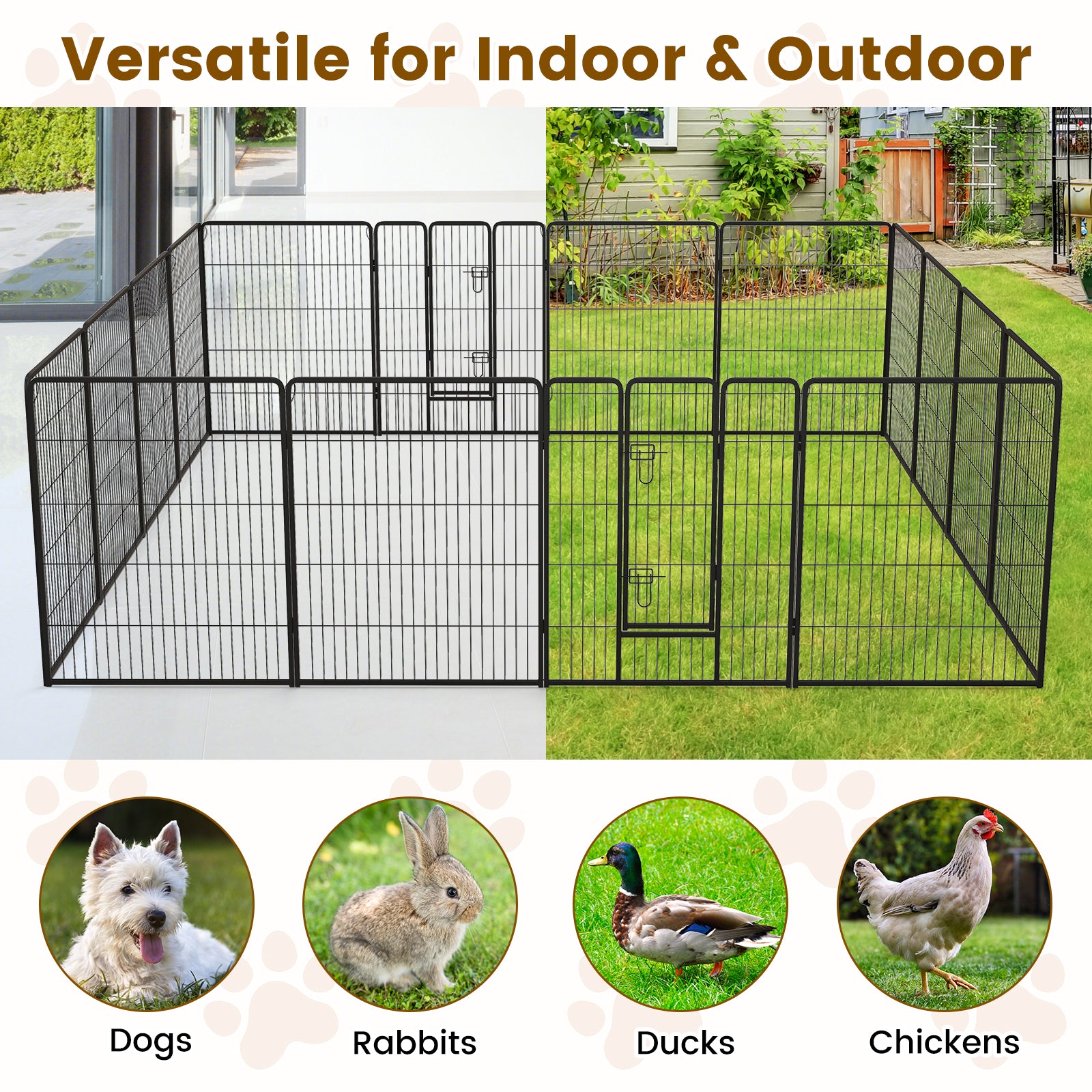 16 Panel 24/32/40 Inches Height Dog Playpen with Lock and Large Door-40 inches Pet Gate   at Gallery Canada