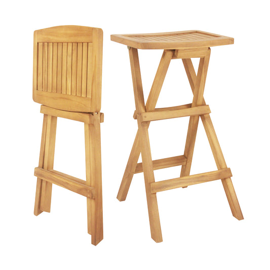 Set of 2 No Assembly Outdoor Bar Stools with Countered Seat, Natural Bar Stools Natural  at Gallery Canada