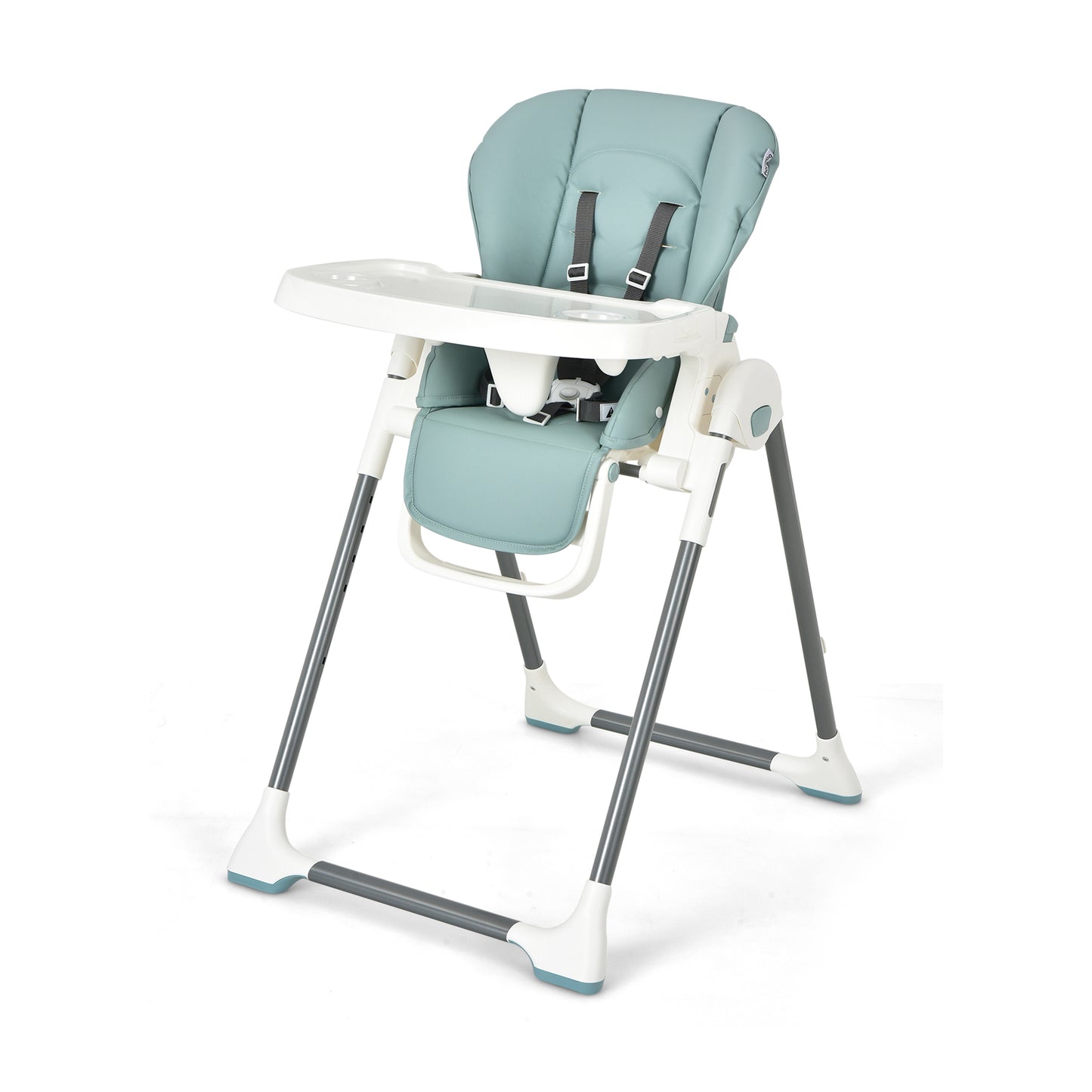 Foldable Baby High Chair with Double Removable Trays and Book Holder, Green High Chairs Green at Gallery Canada