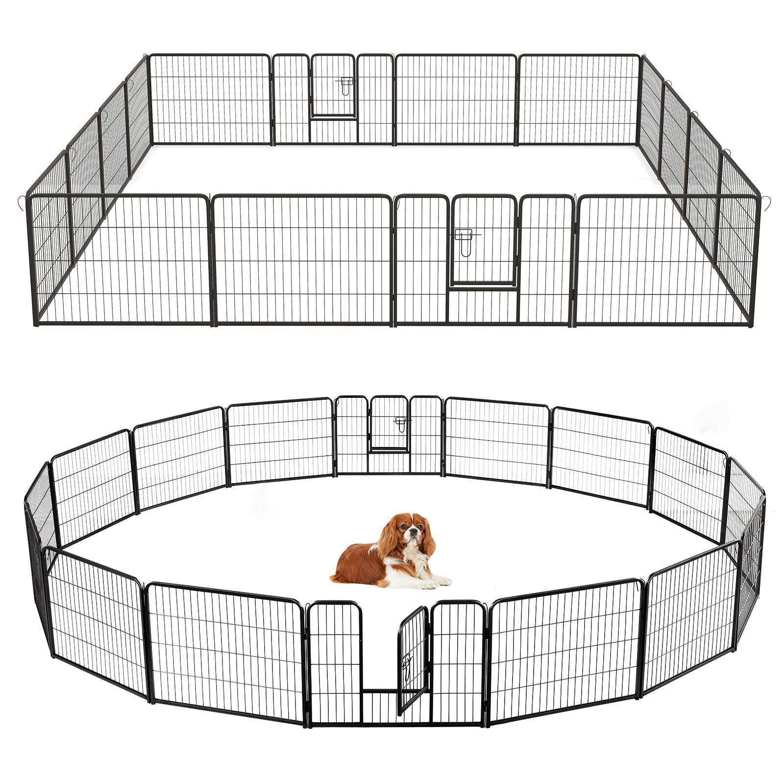 16 Panel 24/32/40 Inches Height Dog Playpen with Lock and Large Door-24 inches Pet Gate at Gallery Canada