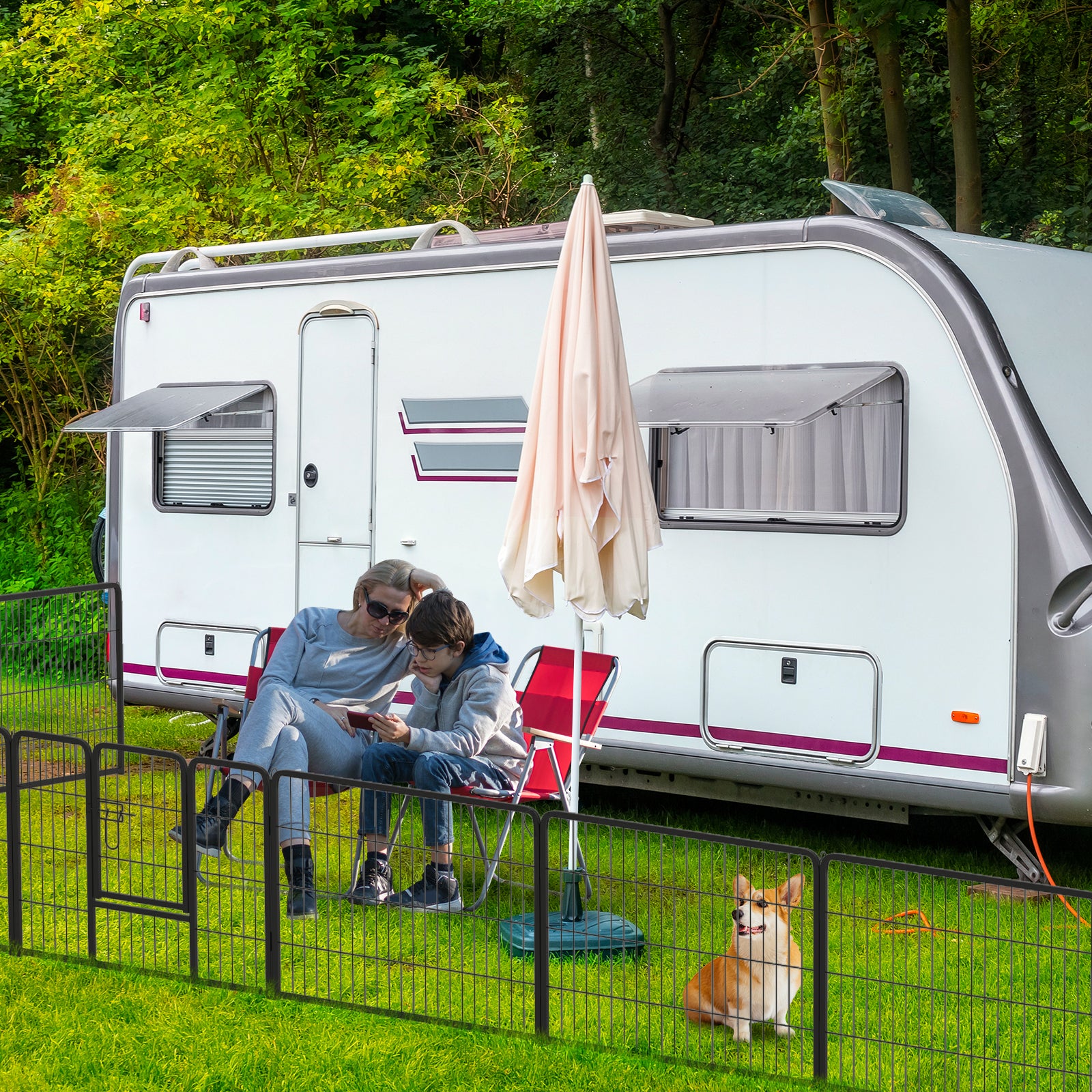 16 Panel 24/32/40 Inches Height Dog Playpen with Lock and Large Door-24 inches Pet Gate at Gallery Canada