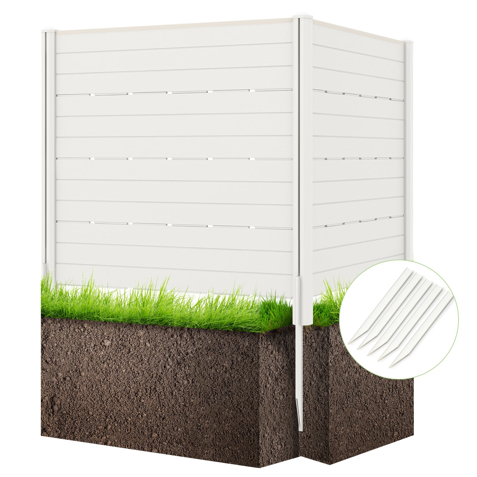 Outdoor Privacy Fence Screen with 5 Ground Stakes for Garden Yard Patio, White Room Dividers at Gallery Canada