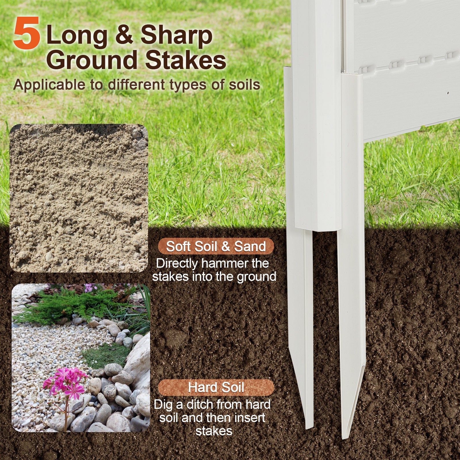 Outdoor Privacy Fence Screen with 5 Ground Stakes for Garden Yard Patio, White Room Dividers at Gallery Canada