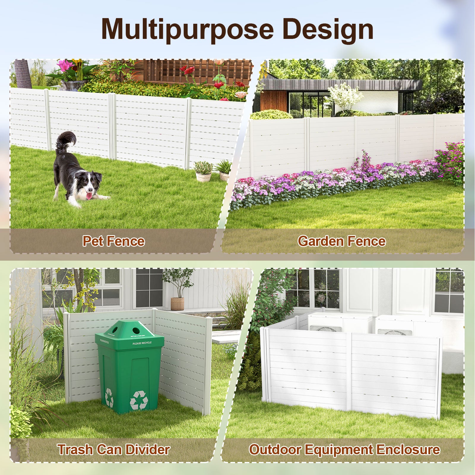 Outdoor Privacy Fence Screen with 5 Ground Stakes for Garden Yard Patio, White Room Dividers at Gallery Canada