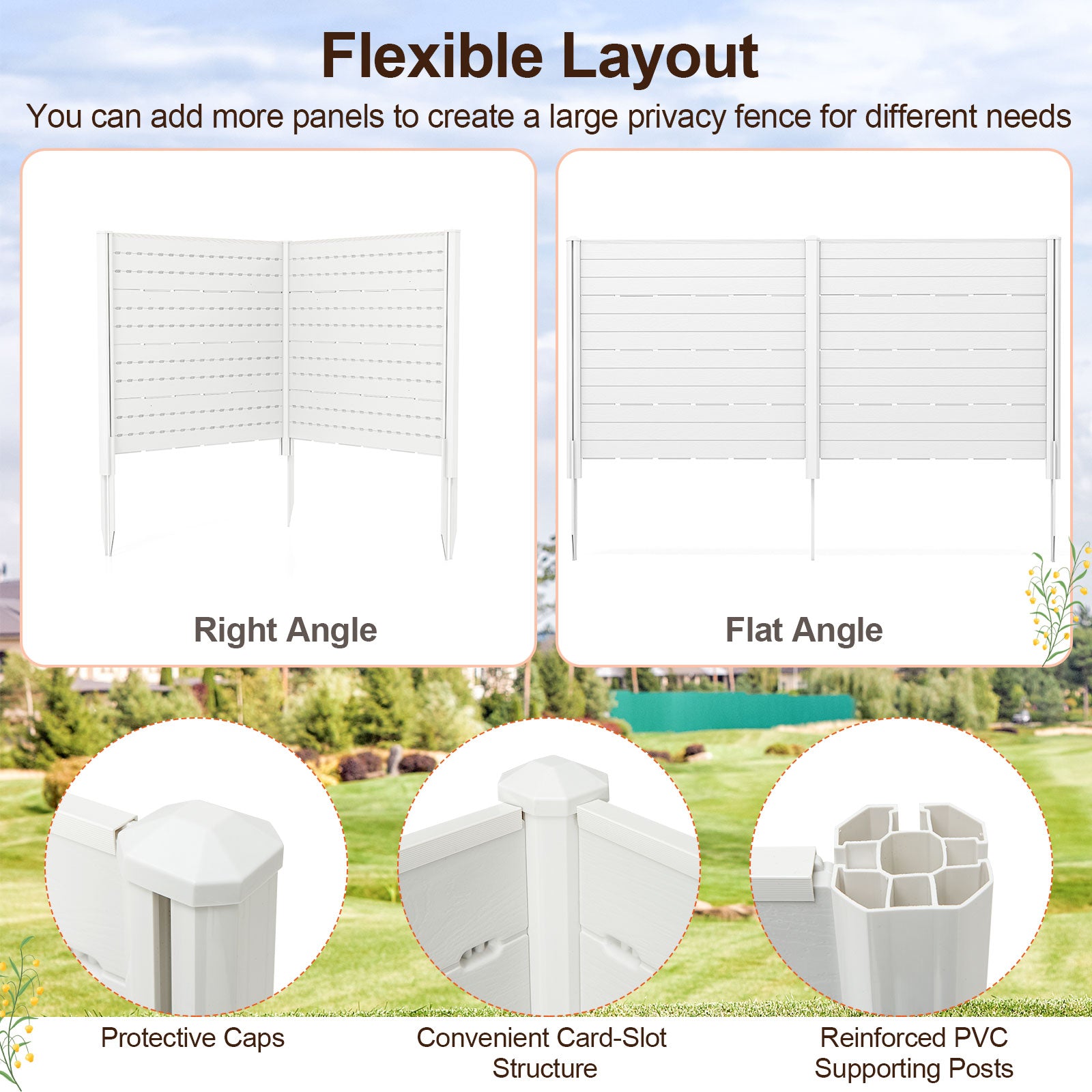 Outdoor Privacy Fence Screen with 5 Ground Stakes for Garden Yard Patio, White Room Dividers at Gallery Canada