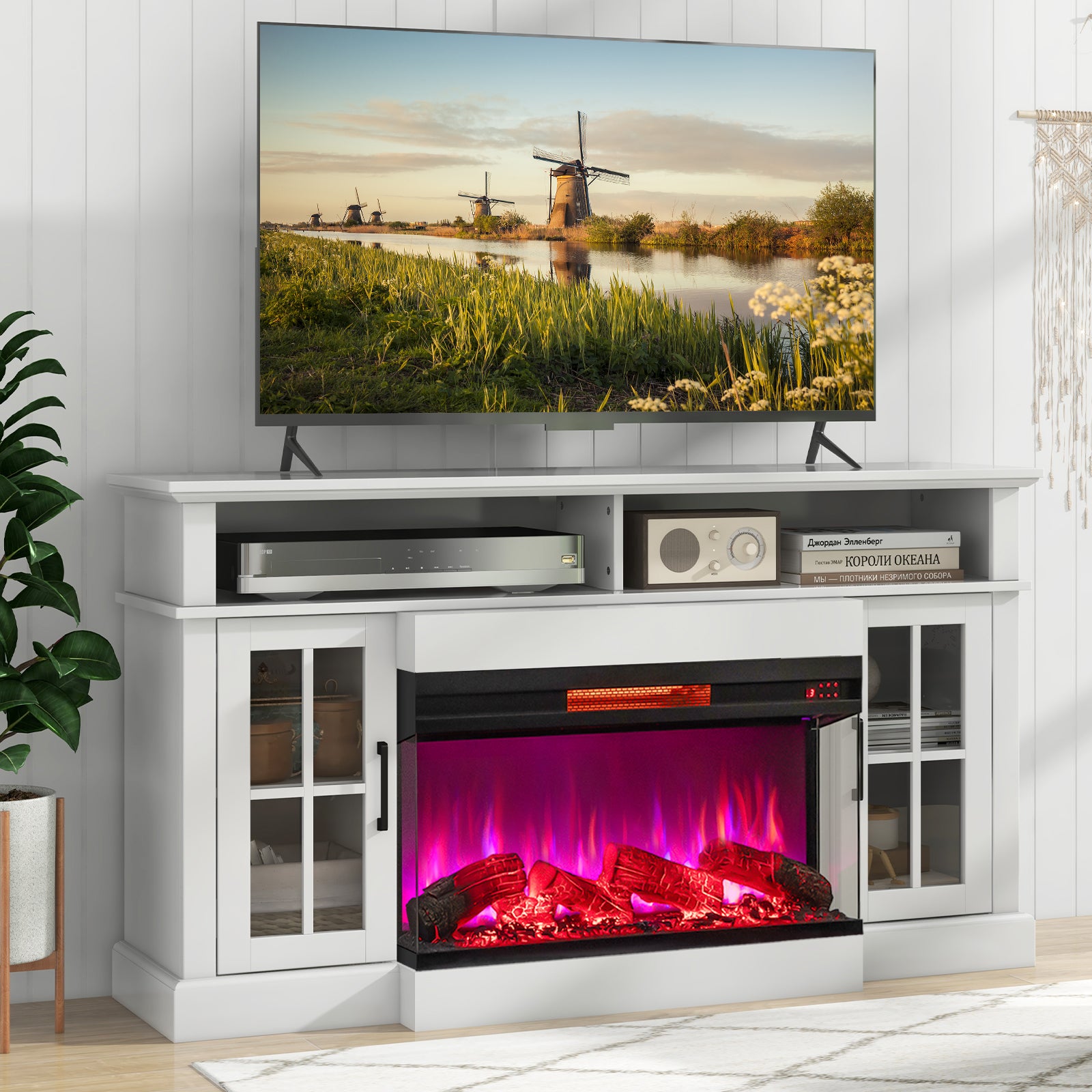 36 Inch 3-Sided 1500W Electric Fireplace with 7-Color Flame, Black Fireplaces at Gallery Canada