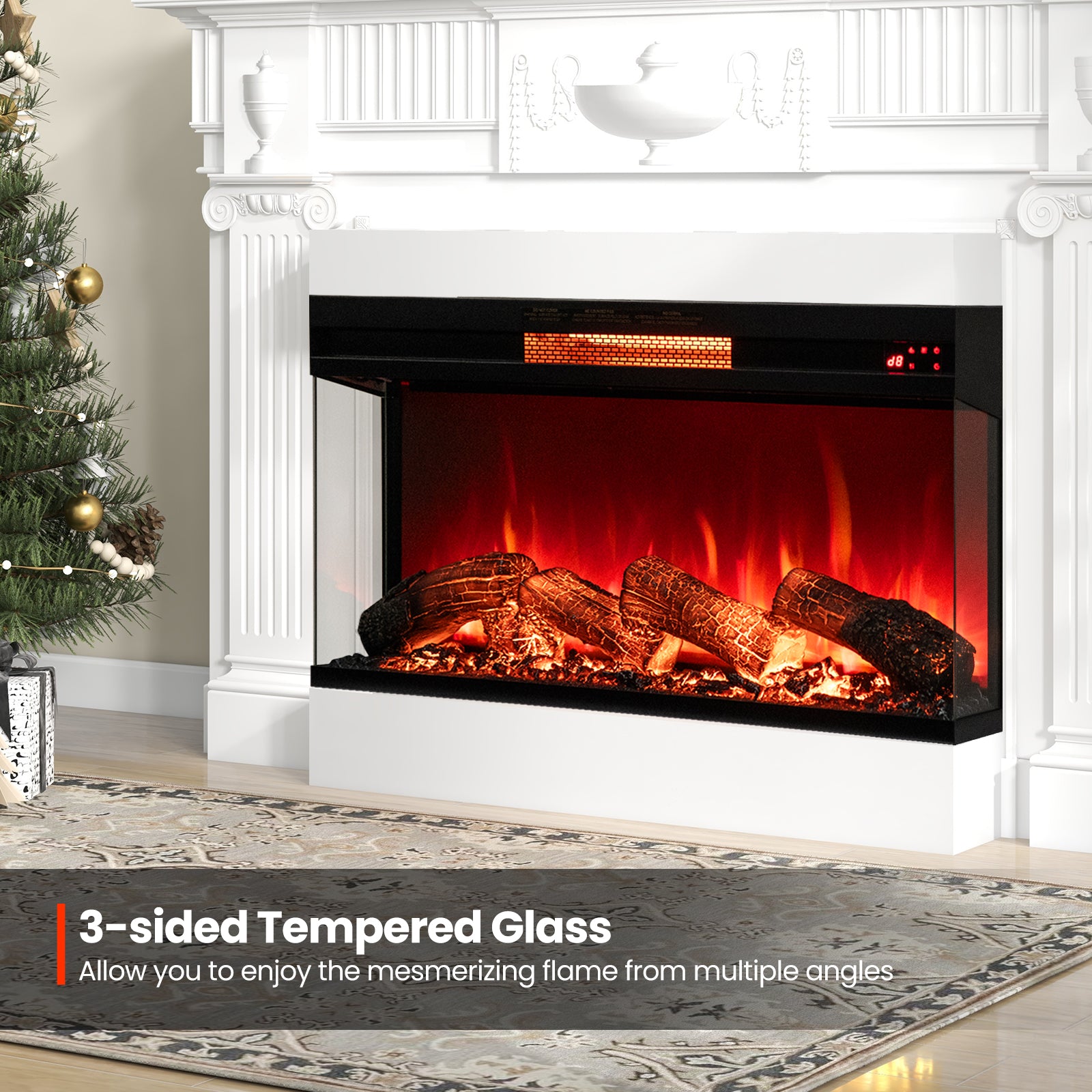 36 Inch 3-Sided 1500W Electric Fireplace with 7-Color Flame, Black Fireplaces at Gallery Canada