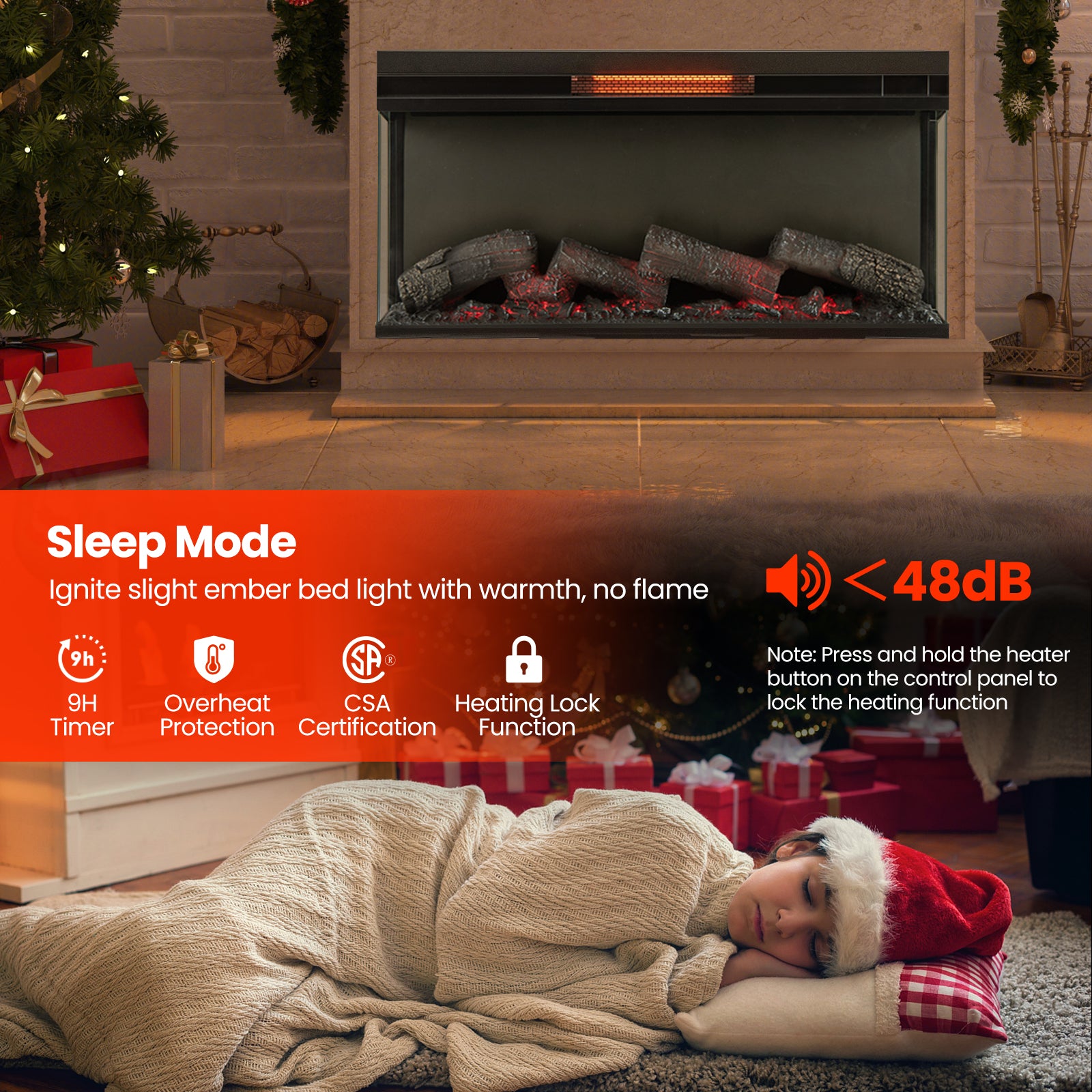 36 Inch 3-Sided 1500W Electric Fireplace with 7-Color Flame, Black Fireplaces at Gallery Canada