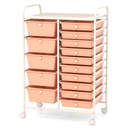 15-Drawer Utility Rolling Organizer Cart Multi-Use Storage, Peach File Cabinets   at Gallery Canada