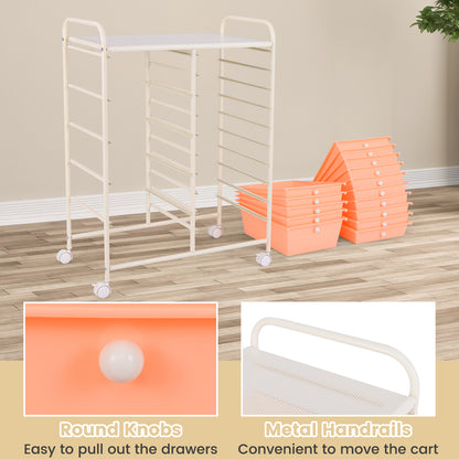 15-Drawer Utility Rolling Organizer Cart Multi-Use Storage, Peach File Cabinets   at Gallery Canada