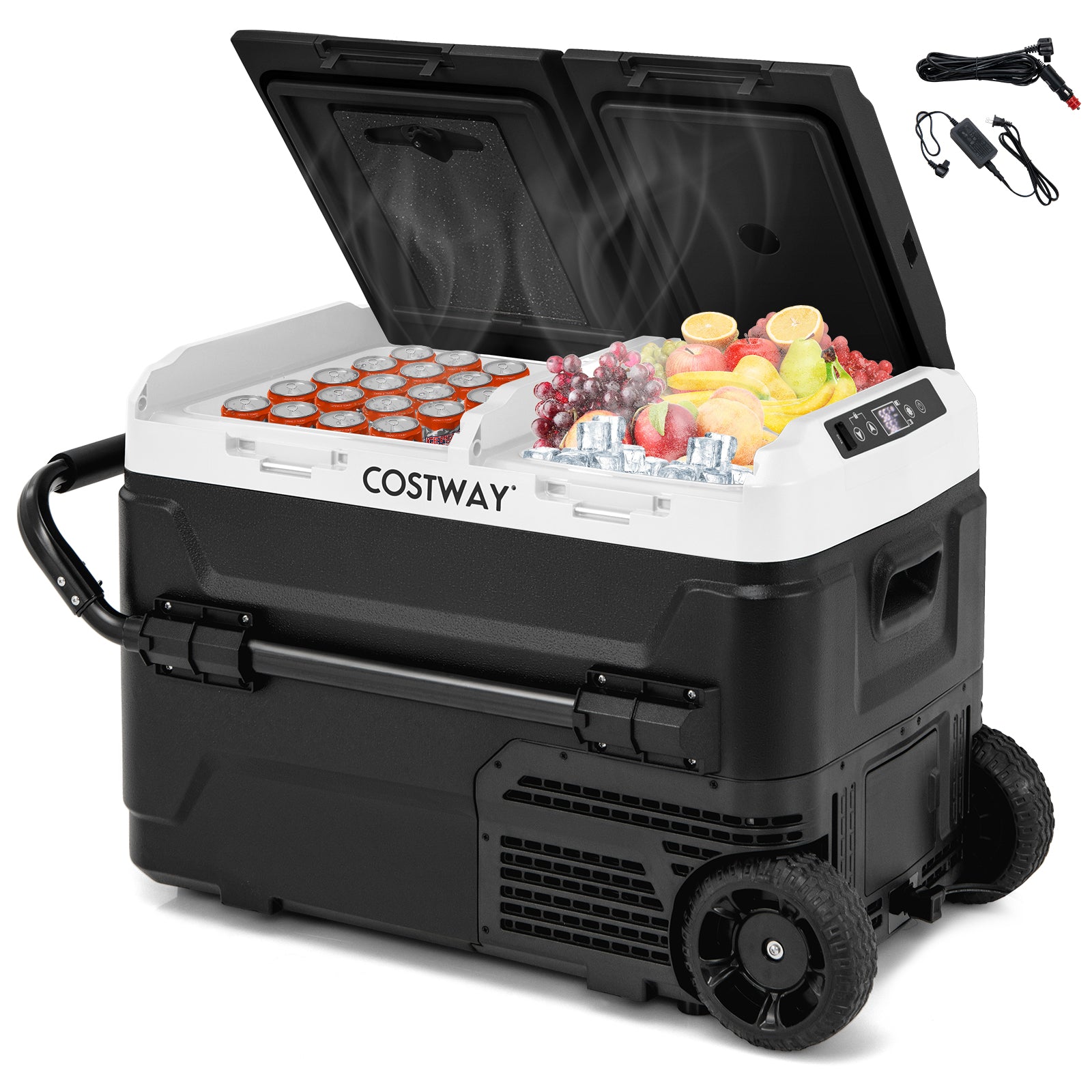 Dual Zone 12V 42QT Car Refrigerator for Vehicles Camping Travel Truck RV Boat, Black Coolers at Gallery Canada