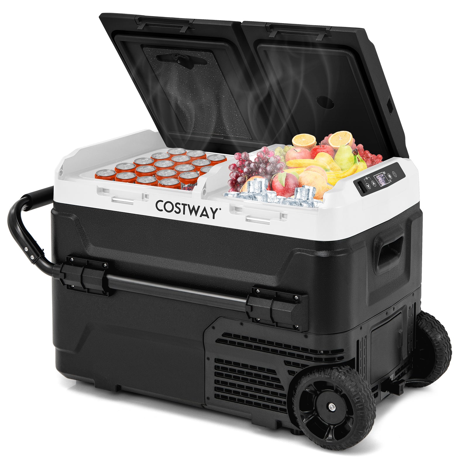 Dual Zone 12V 42QT Car Refrigerator for Vehicles Camping Travel Truck RV Boat, Black Coolers at Gallery Canada